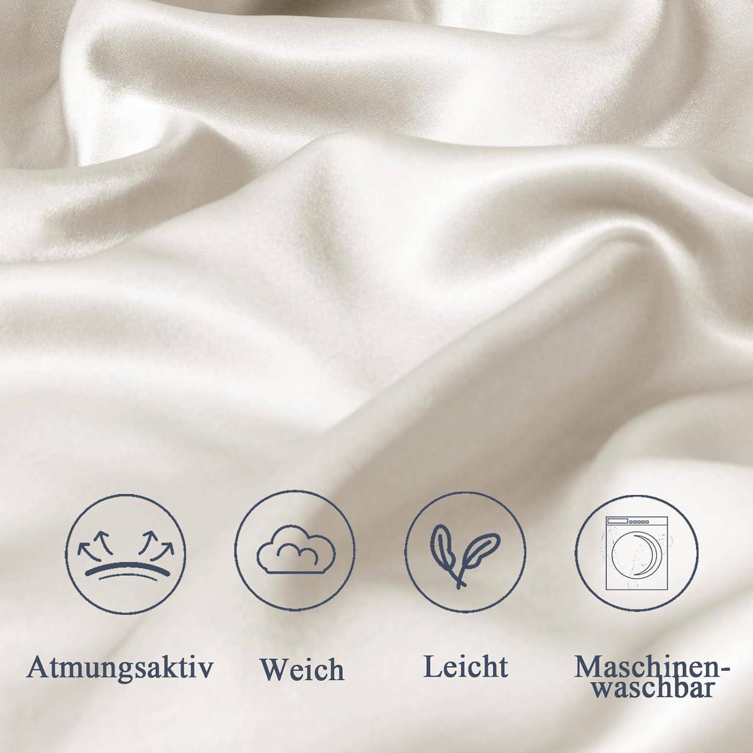 Kissenbezug Satin Seidenkissenbezug 2er Set Zip 60x60cm Beige Ercu
