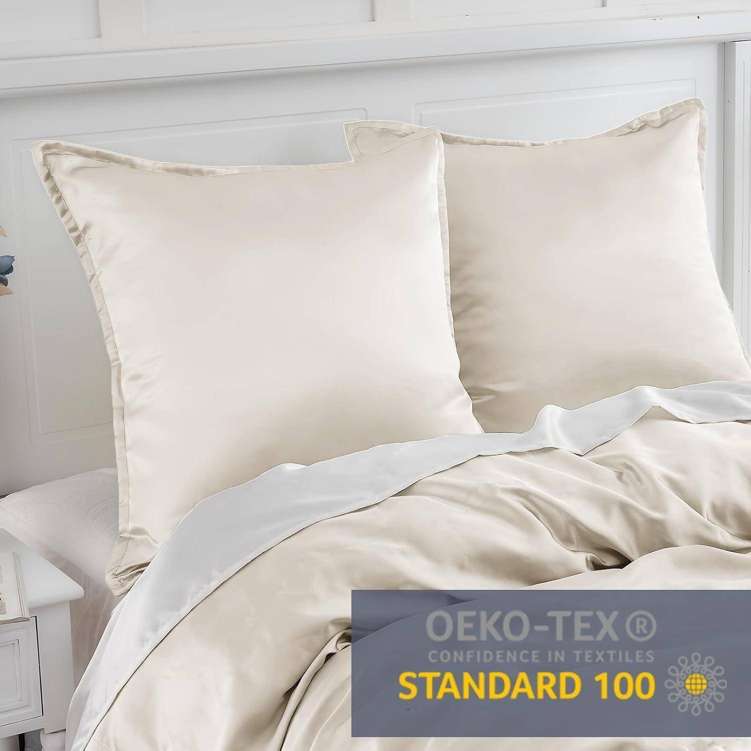 Kissenbezug Satin Seidenkissenbezug 2er Set Zip 60x60cm Beige Ercu