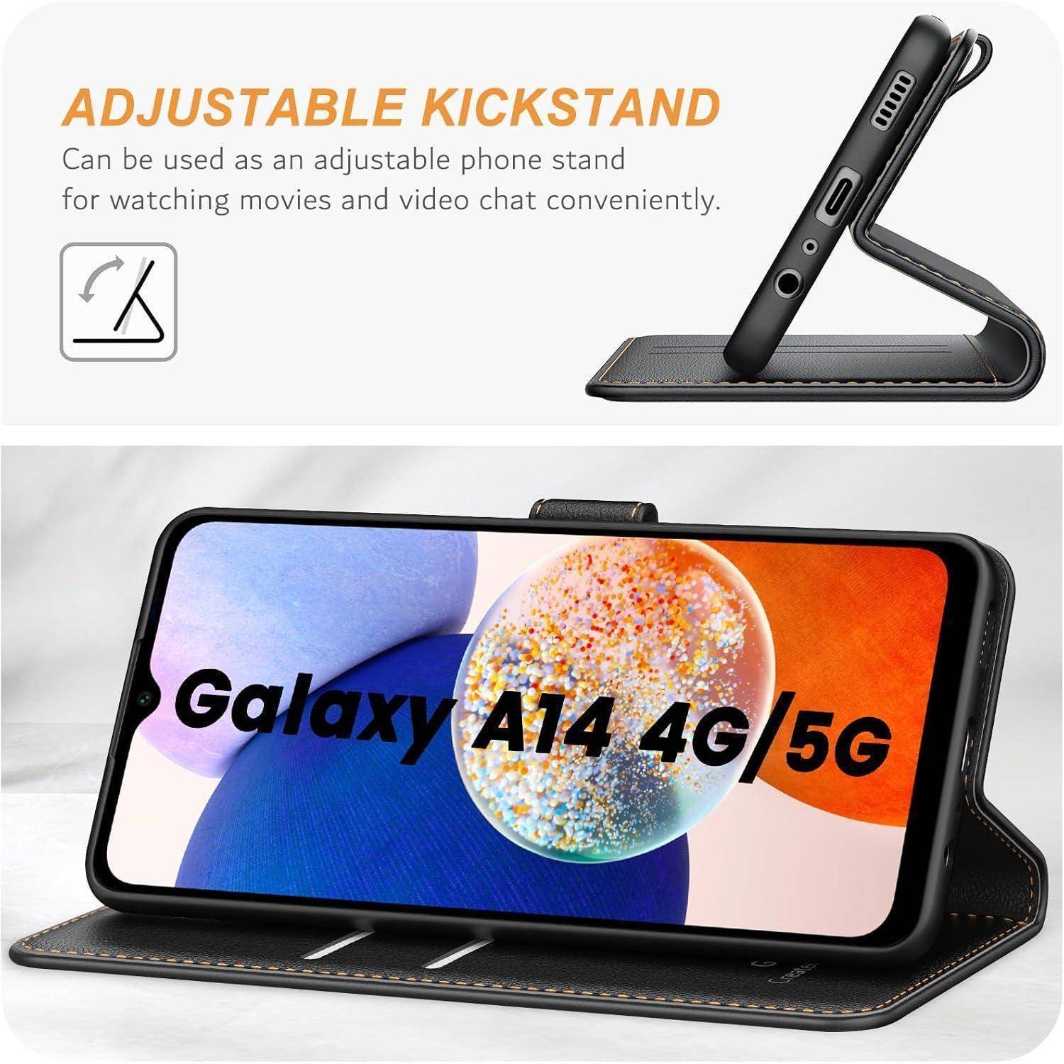 Handyhülle Samsung Galaxy A14 4G 5G Leder Klapphülle Schutzhülle