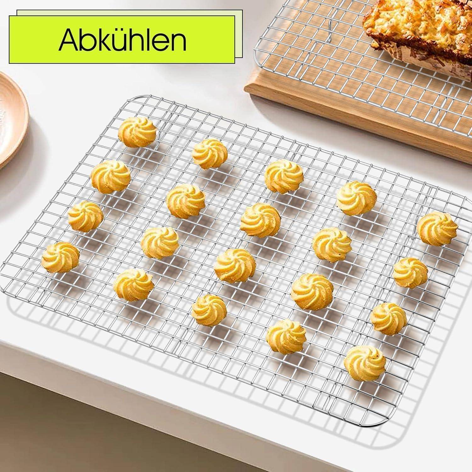 Auskühlgitter Edelstahl Kuchengitter 2er Set großes Rechteck