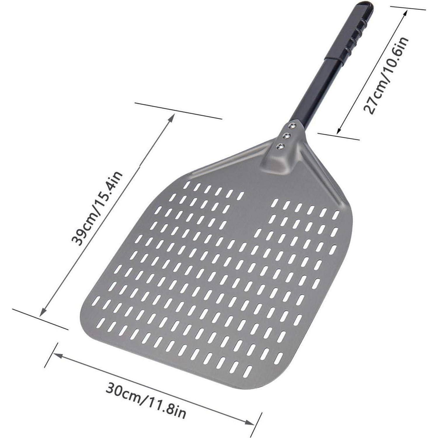 Perforierte Pizzaschaufel aus Eloxiertem Aluminium mit Silikongriff