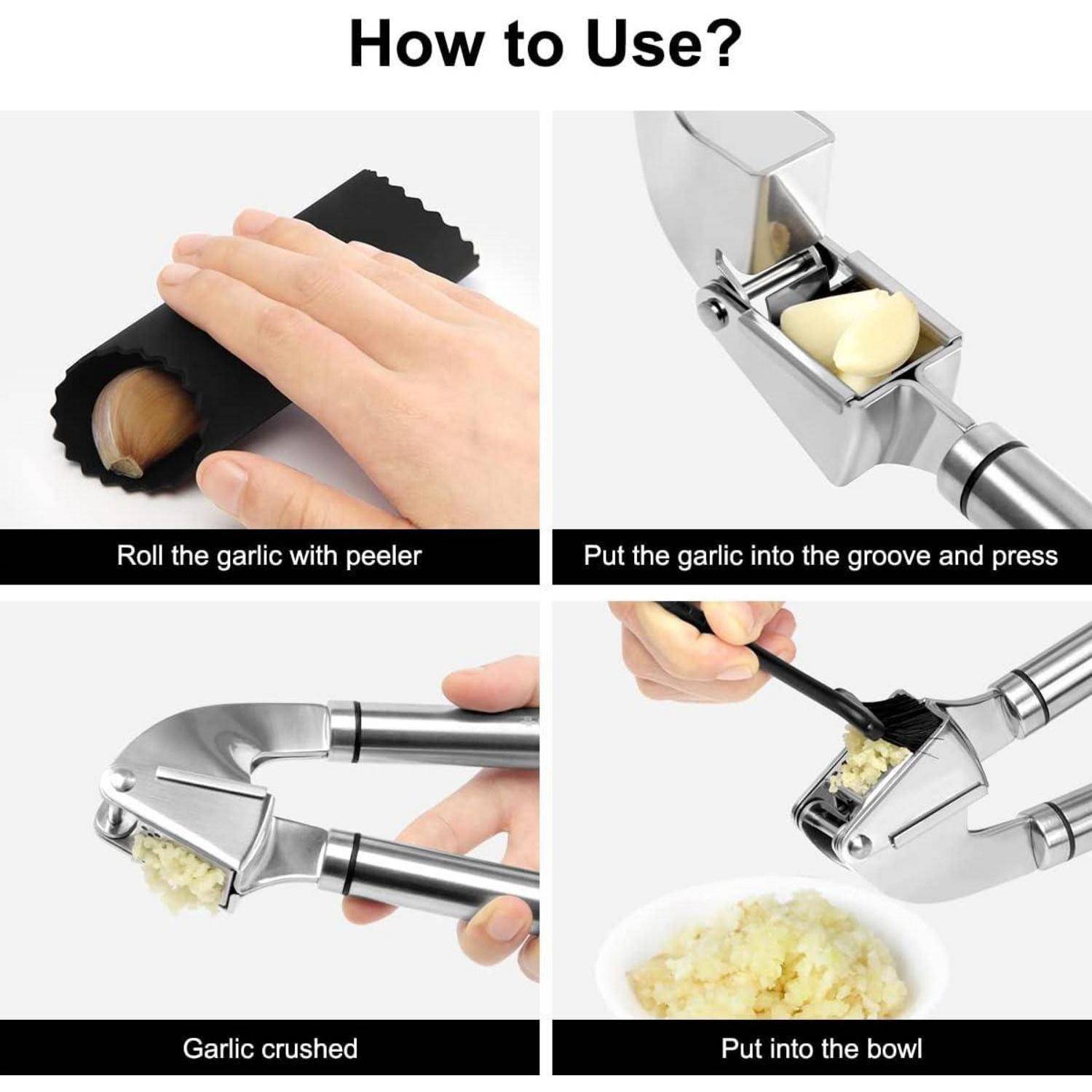 Knoblauchpresse Edelstahl Profi - Premium Garlic Press mit Schäler