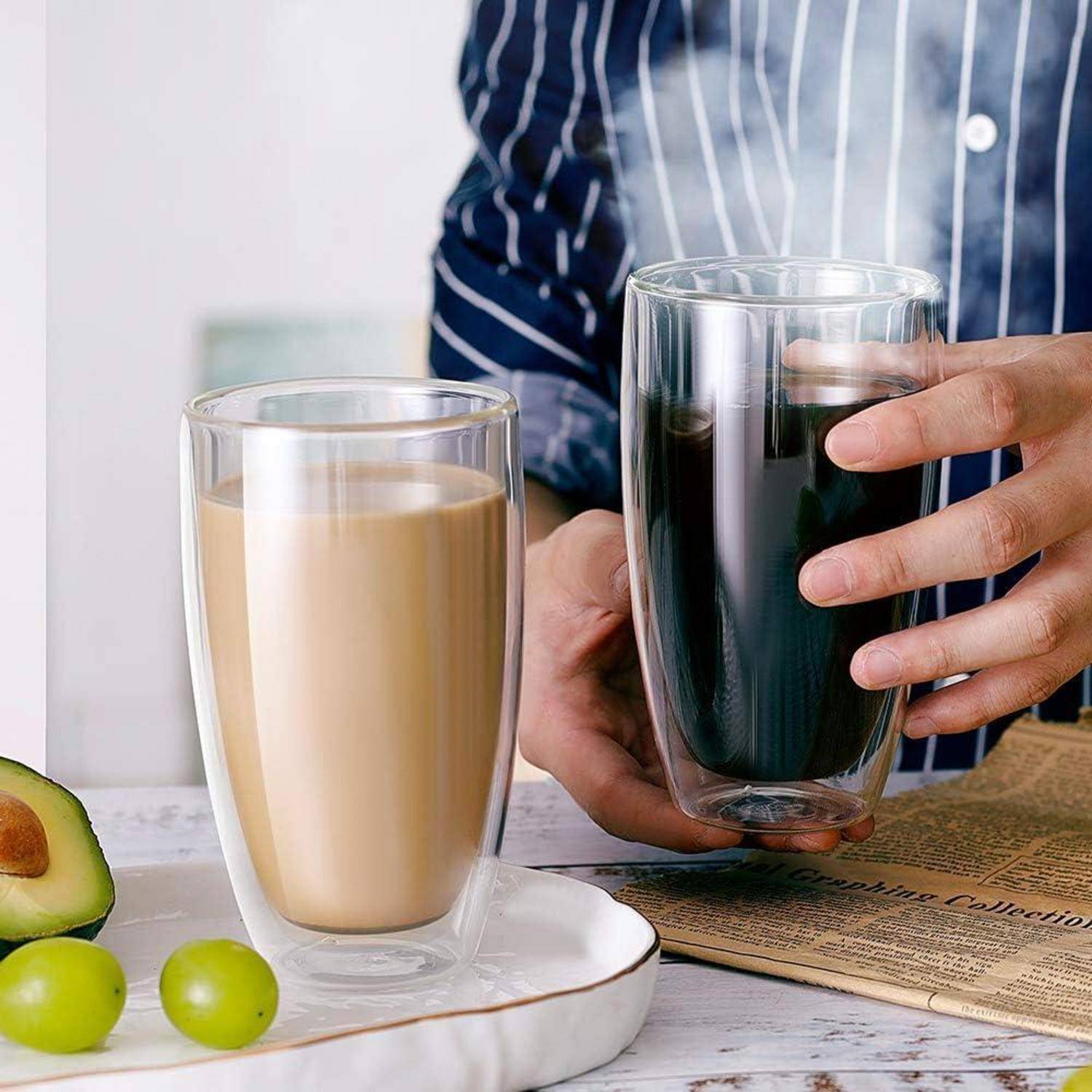 Doppelwandige Thermoglas Latte Macchiato Gläser 400ml 2er-Set