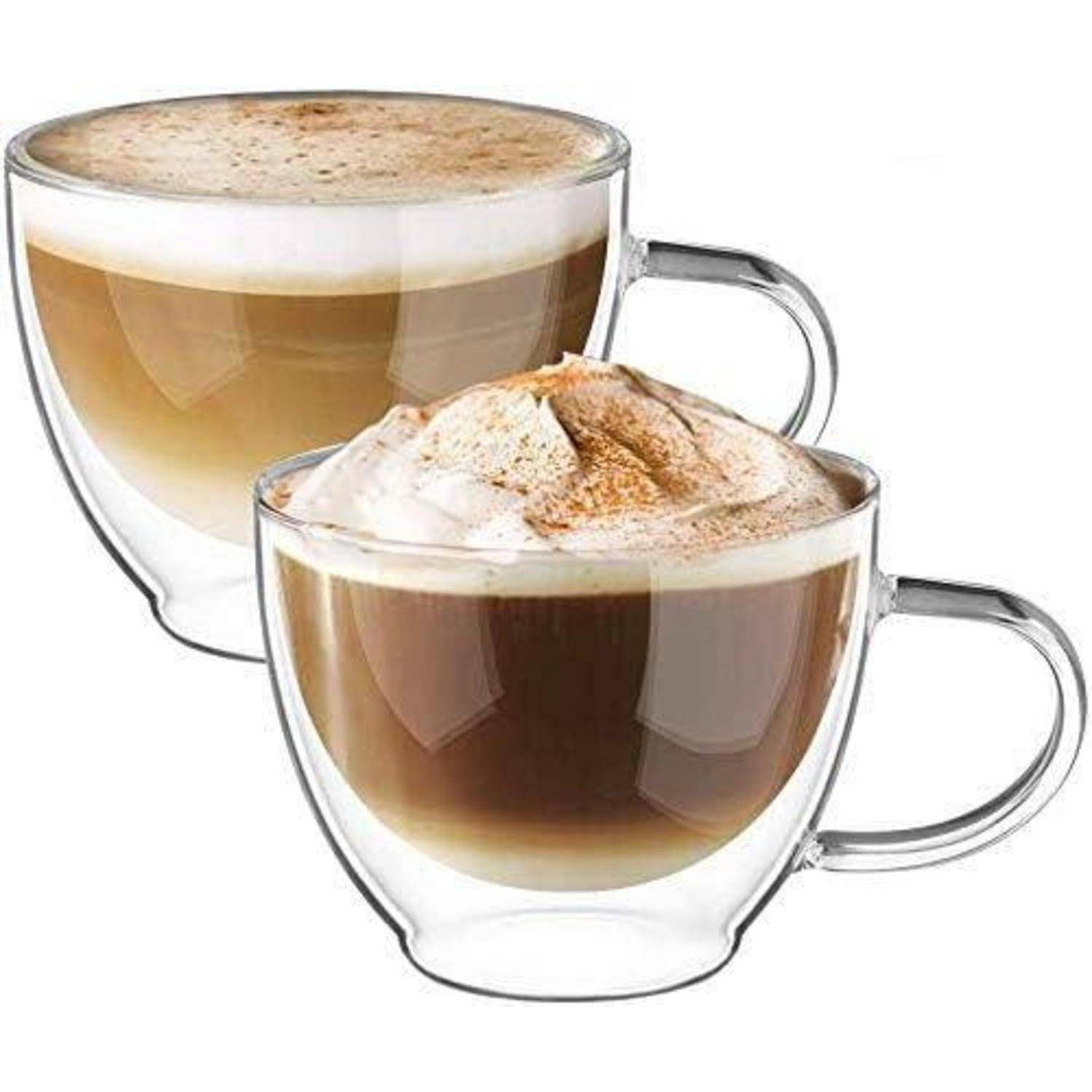 Doppelwandige Cappuccino Gläser Borosilikatglas 2er Set 350ml