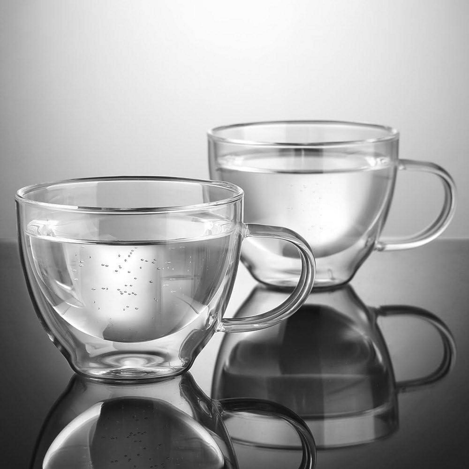 Doppelwandige Cappuccino Gläser Borosilikatglas 2er Set 350ml