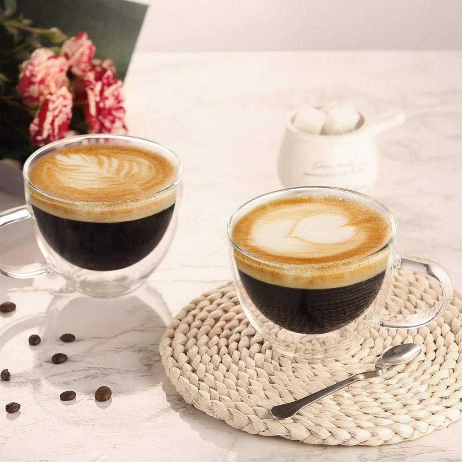 Doppelwandige Cappuccino Gläser Borosilikatglas 2er Set 350ml