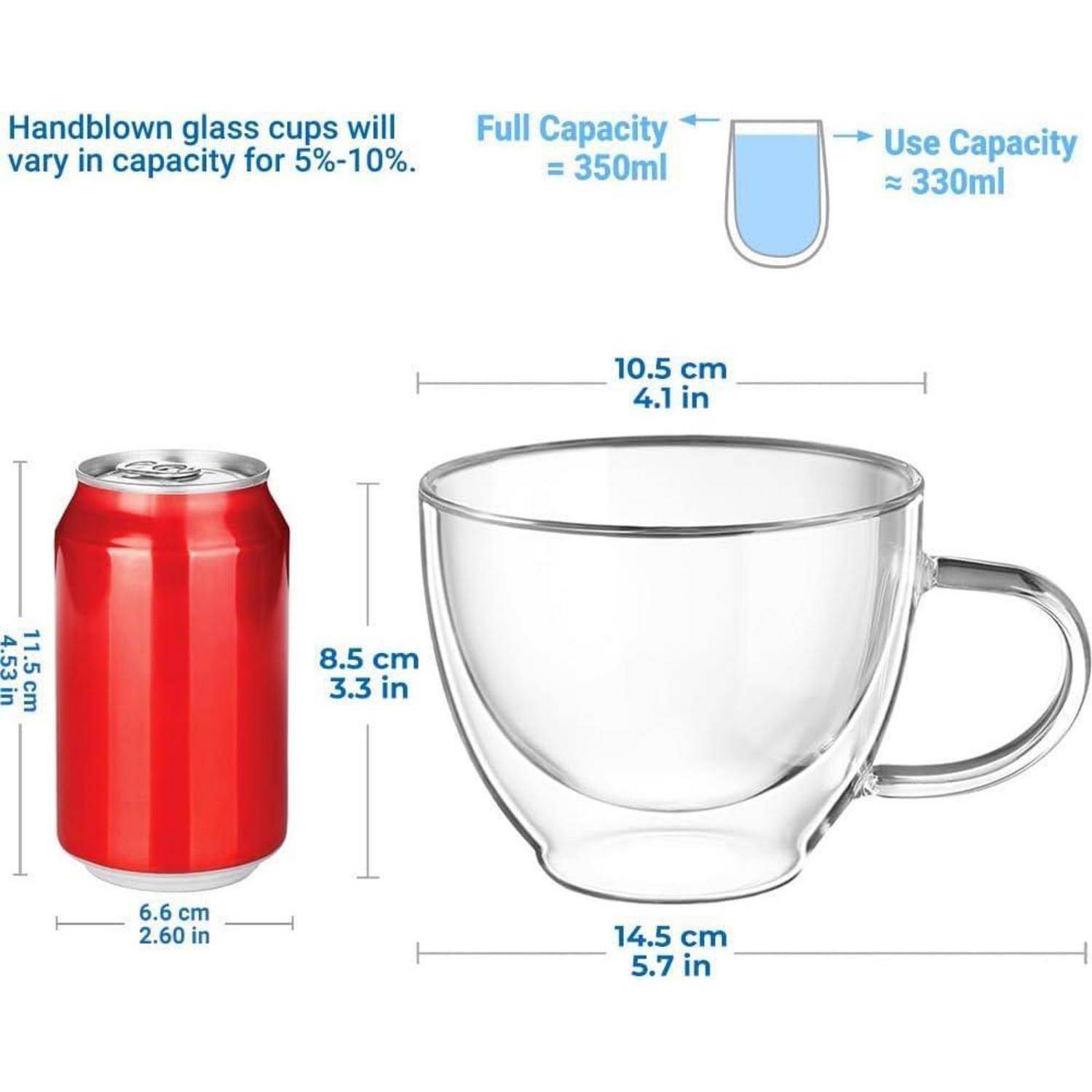 Doppelwandige Cappuccino Gläser Borosilikatglas 2er Set 350ml