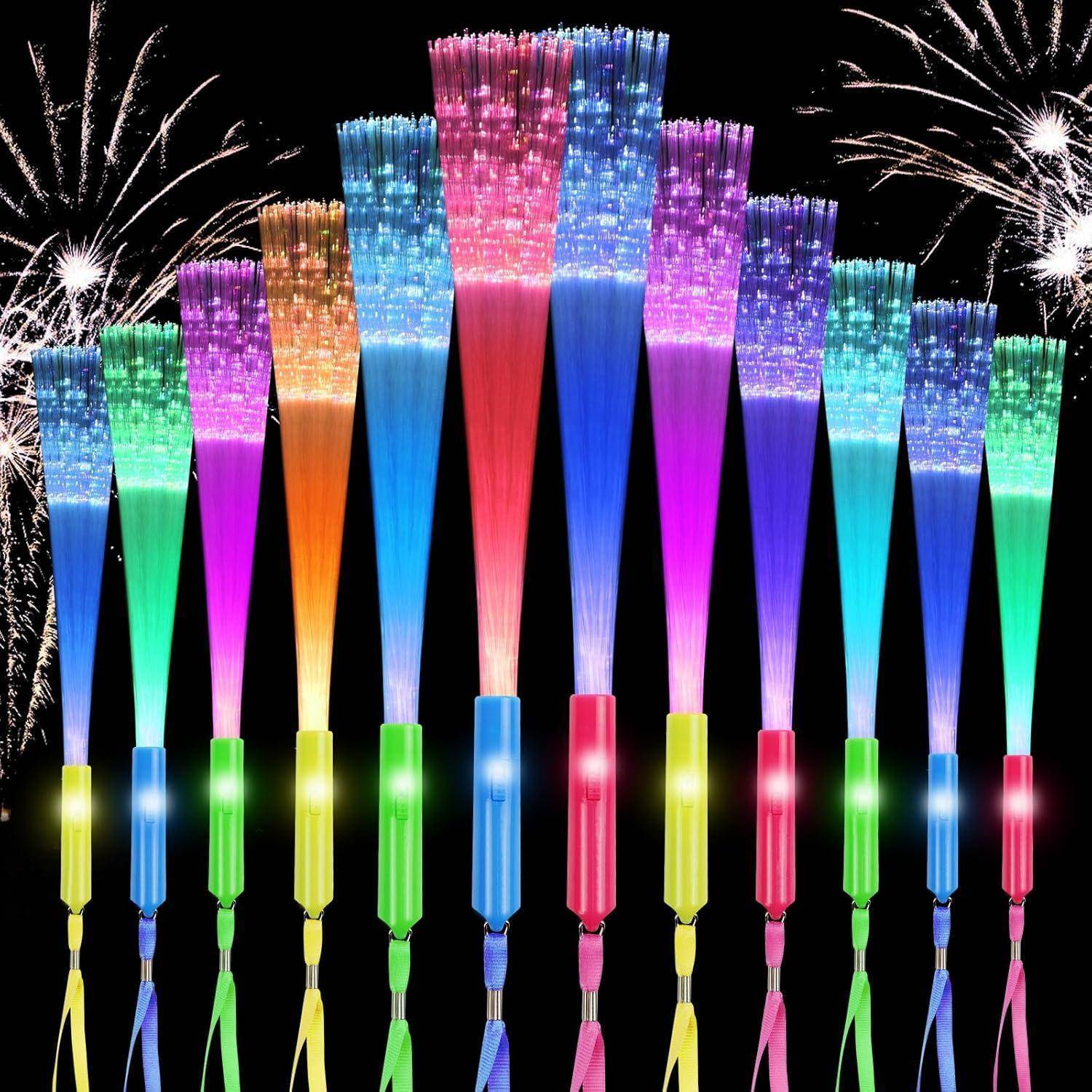 12er Set LED Leuchtstäbe Glasfaser Glow Partyzubehör für Kinder