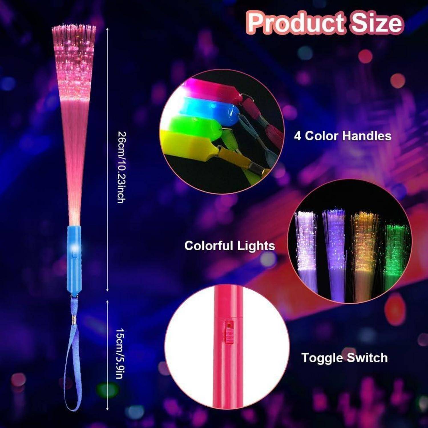 12er Set LED Leuchtstäbe Glasfaser Glow Partyzubehör für Kinder