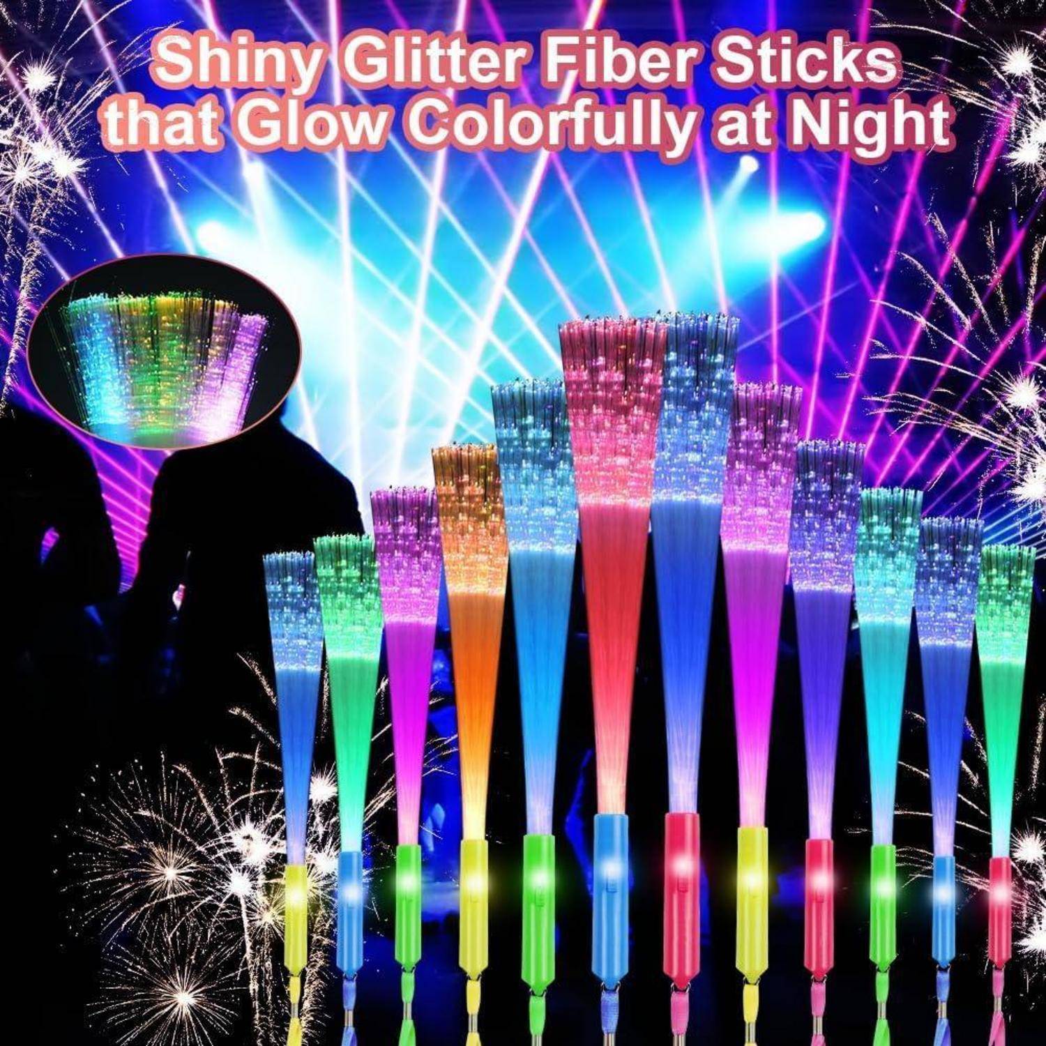 12er Set LED Leuchtstäbe Glasfaser Glow Partyzubehör für Kinder
