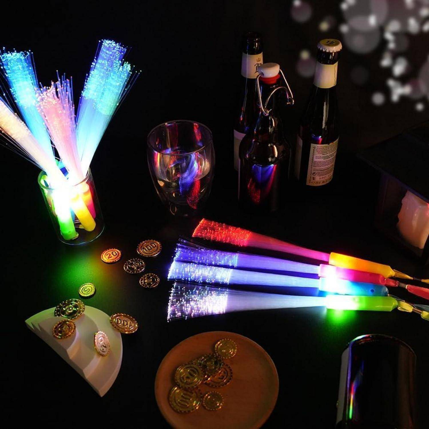 12er Set LED Leuchtstäbe Glasfaser Glow Partyzubehör für Kinder