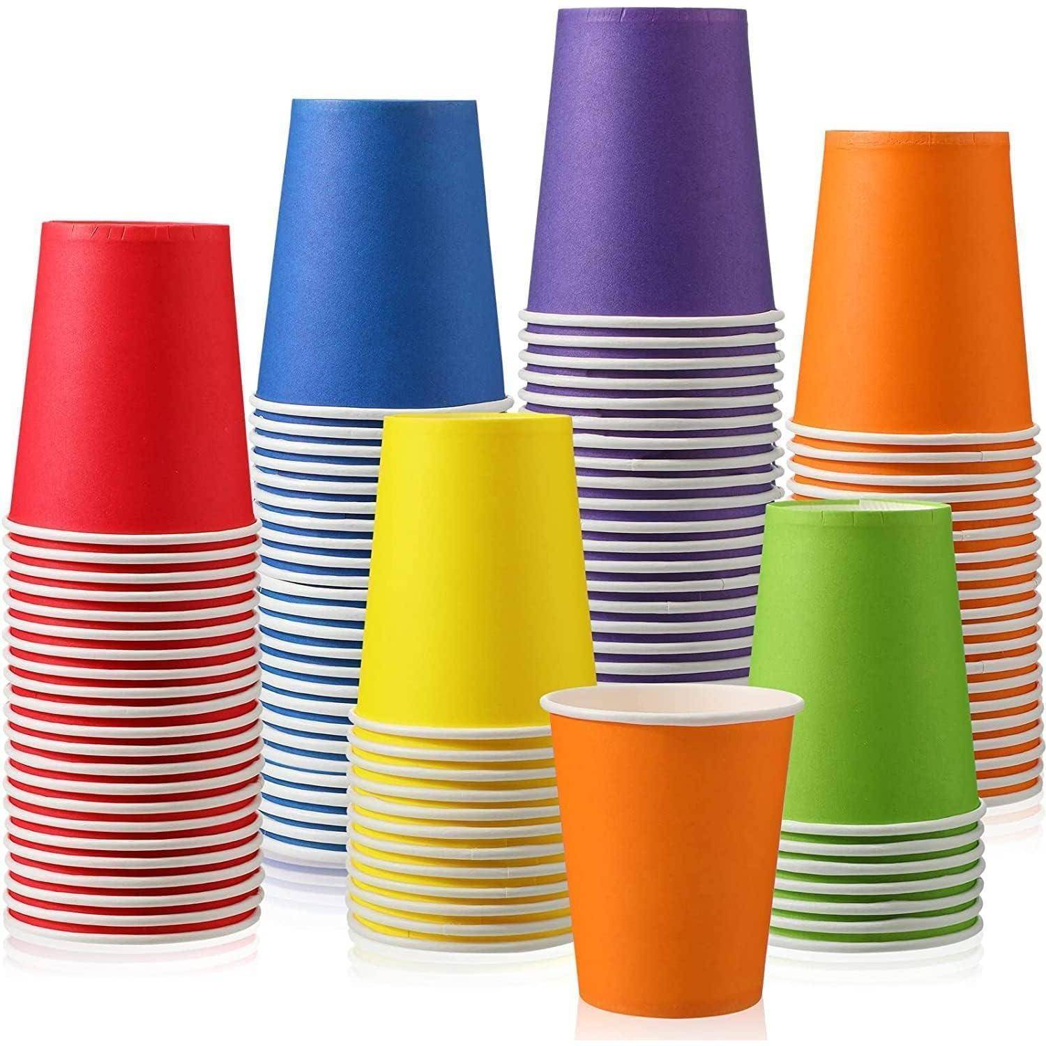 60er Pack Pappbecher 250ml Mehrfarbige Trinkbecher für Party DIY Fest