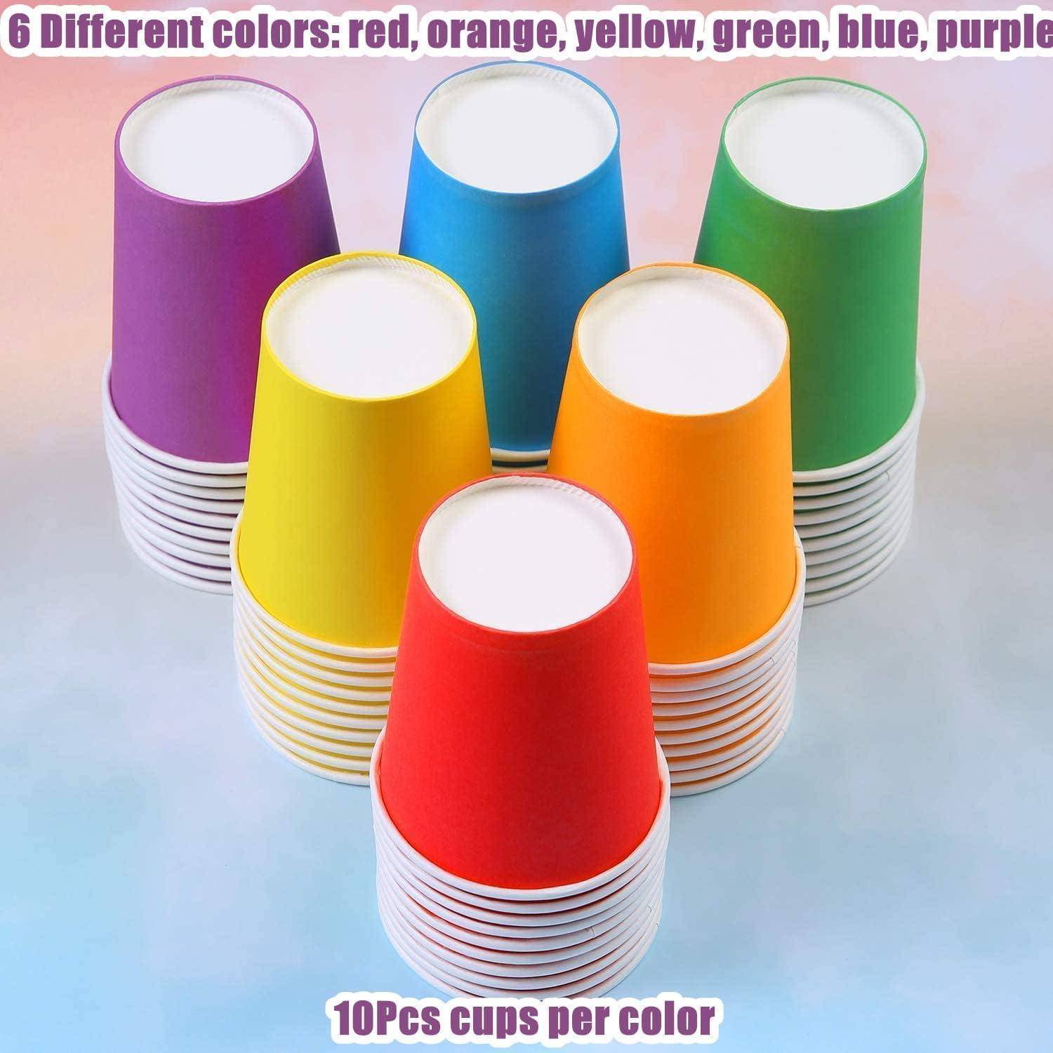 60er Pack Pappbecher 250ml Mehrfarbige Trinkbecher für Party DIY Fest