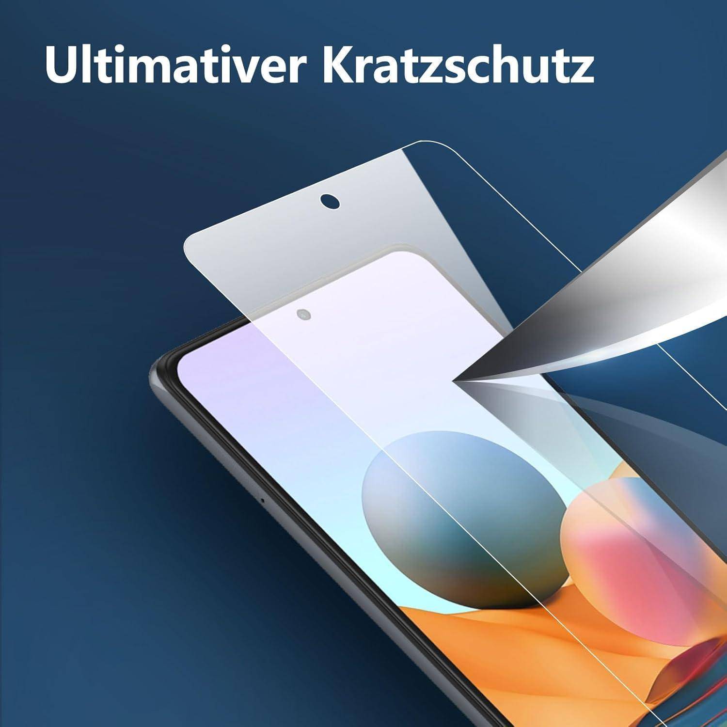 Ein Smartphone mit einem Eingabestift, der auf den Bildschirm gerichtet ist. Text liest sich: 'Ultimativer Kratzschutz