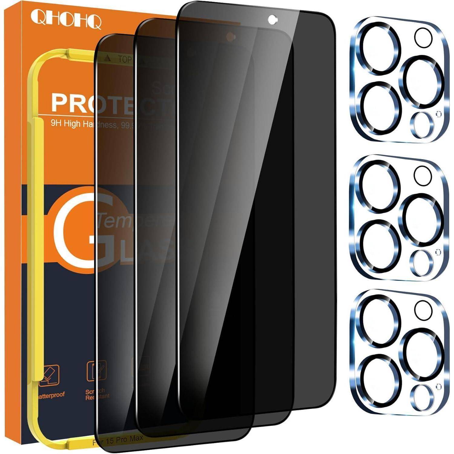 Sichtschutz und Kameraschutz für iPhone 15 Pro Max 6,7 Zoll Schwarz