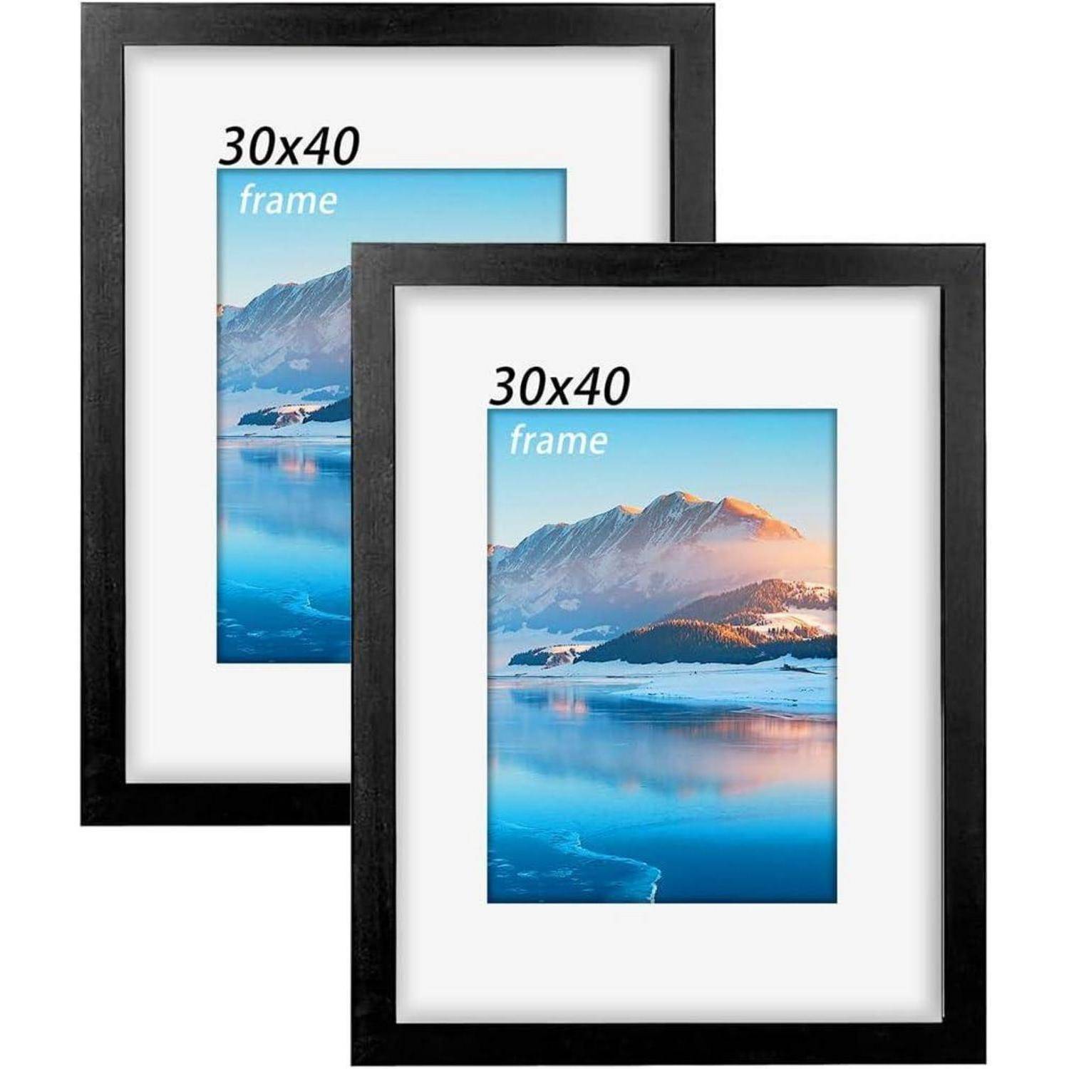 30x40 cm Bilderrahmen 2er Set Schwarz für A4 Fotos