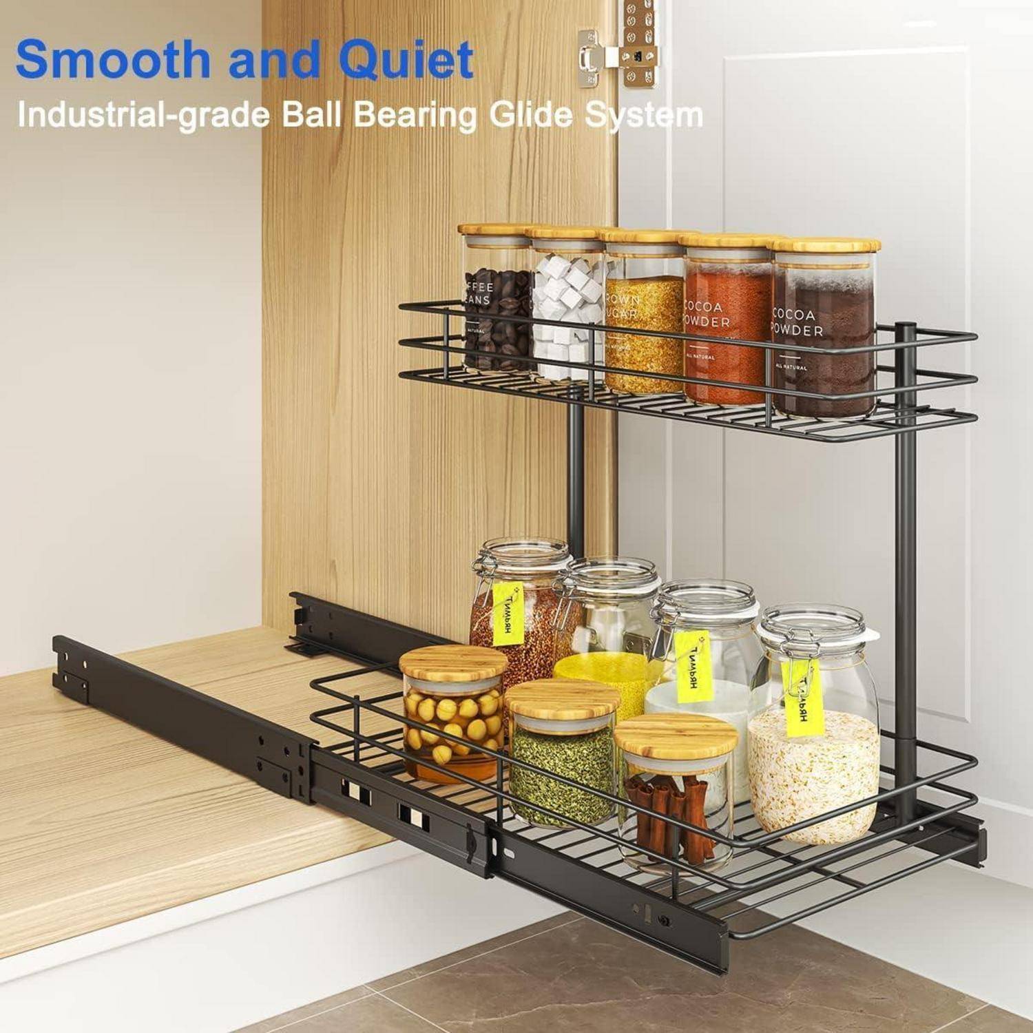 2 Ebenen Unter Spüle Regal Metall Schwarz Bad Küche Organizer