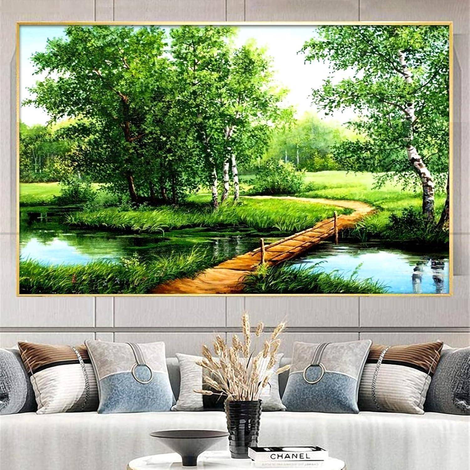 Diamond Painting Landschaft 5D XXL Strass Zubehör Birkenwald 180x70cm