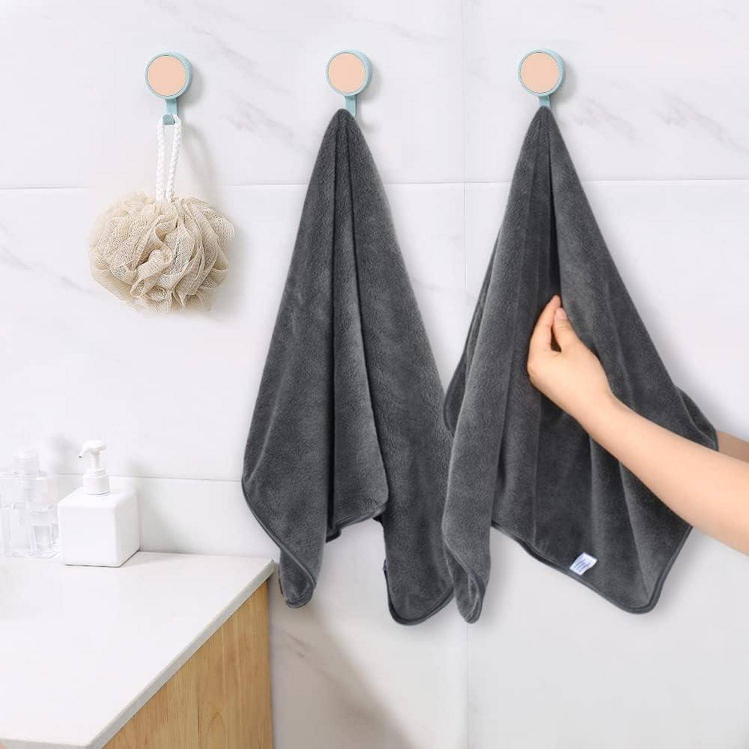 4er Pack Mikrofaser Handtuch Haare Saugstark Weich 40x76cm Dunkelgrau