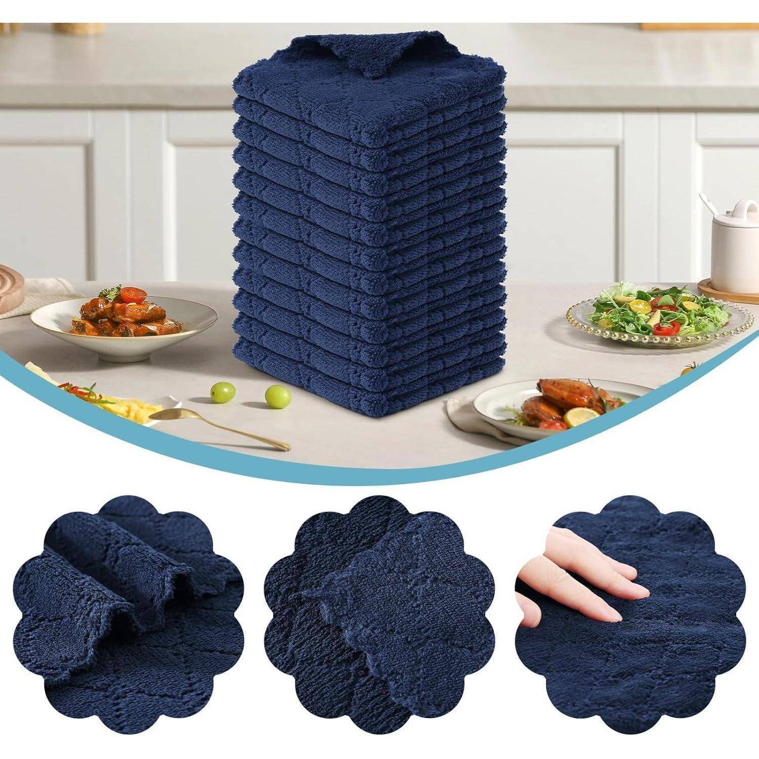 Mikrofasertücher 12er-Pack, 25x50 cm, Marineblau, Waschbar