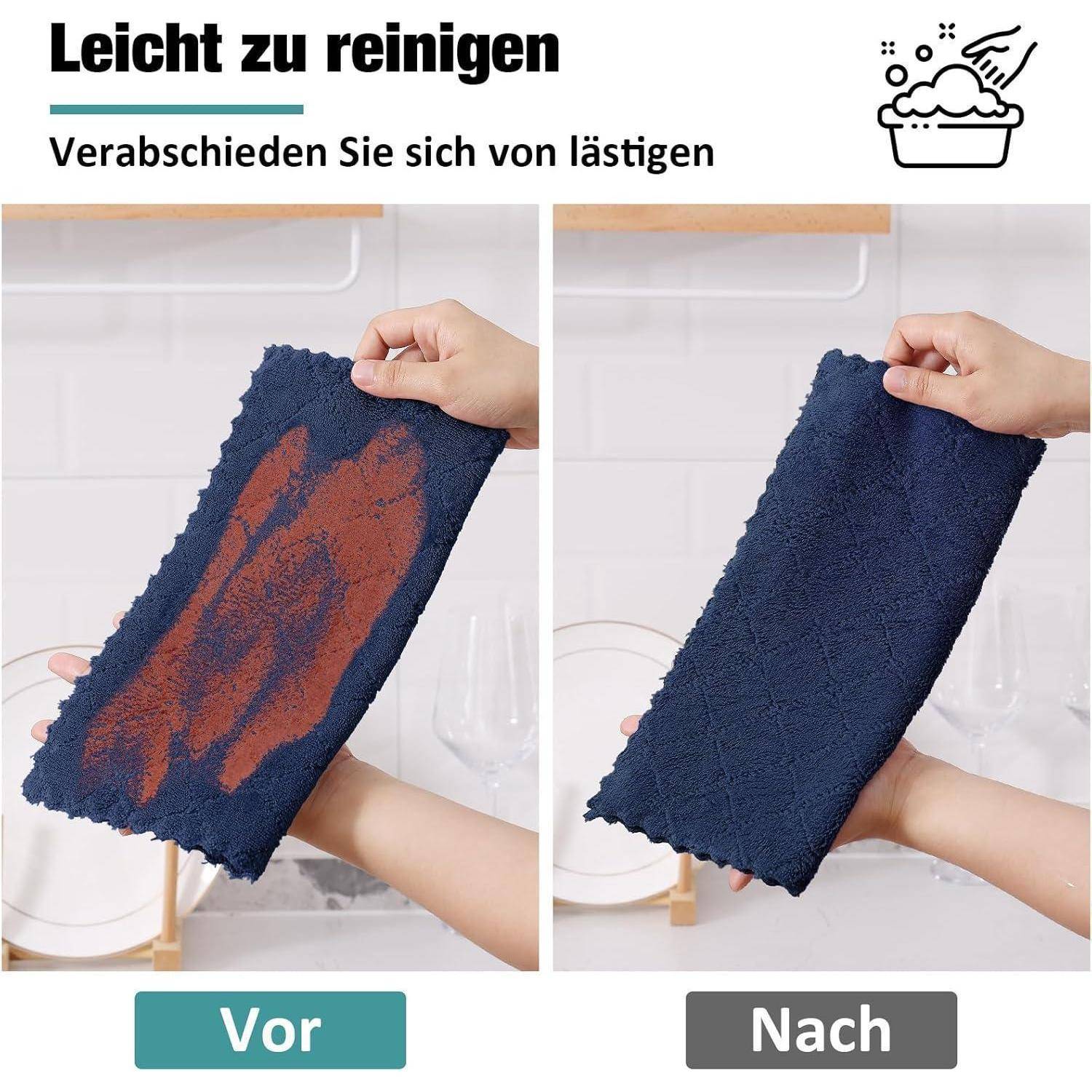 Mikrofasertücher 12er-Pack, 25x50 cm, Marineblau, Waschbar