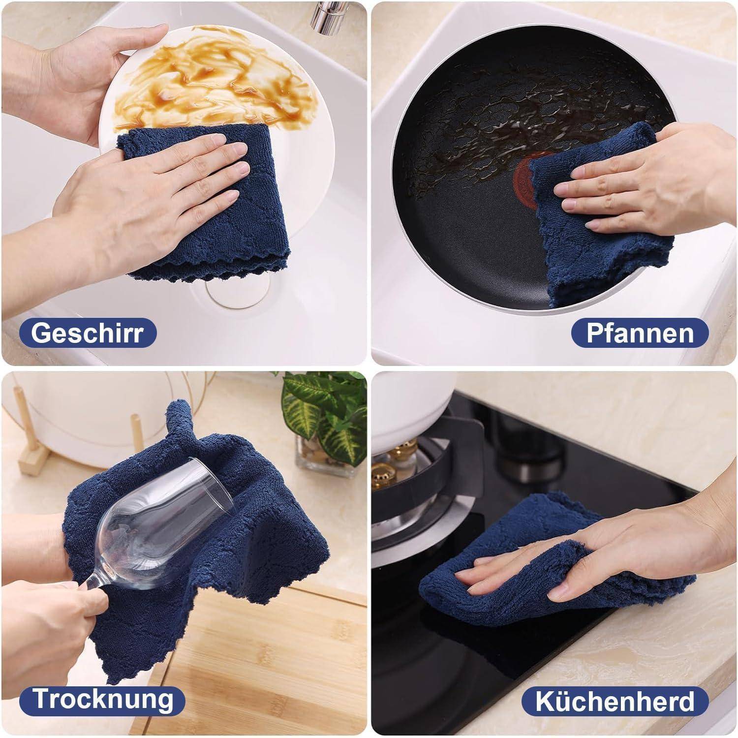 Mikrofasertücher 12er-Pack, 25x50 cm, Marineblau, Waschbar