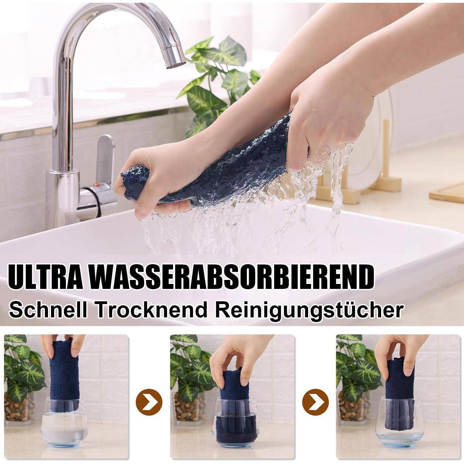 Mikrofasertücher 12er-Pack, 25x50 cm, Marineblau, Waschbar