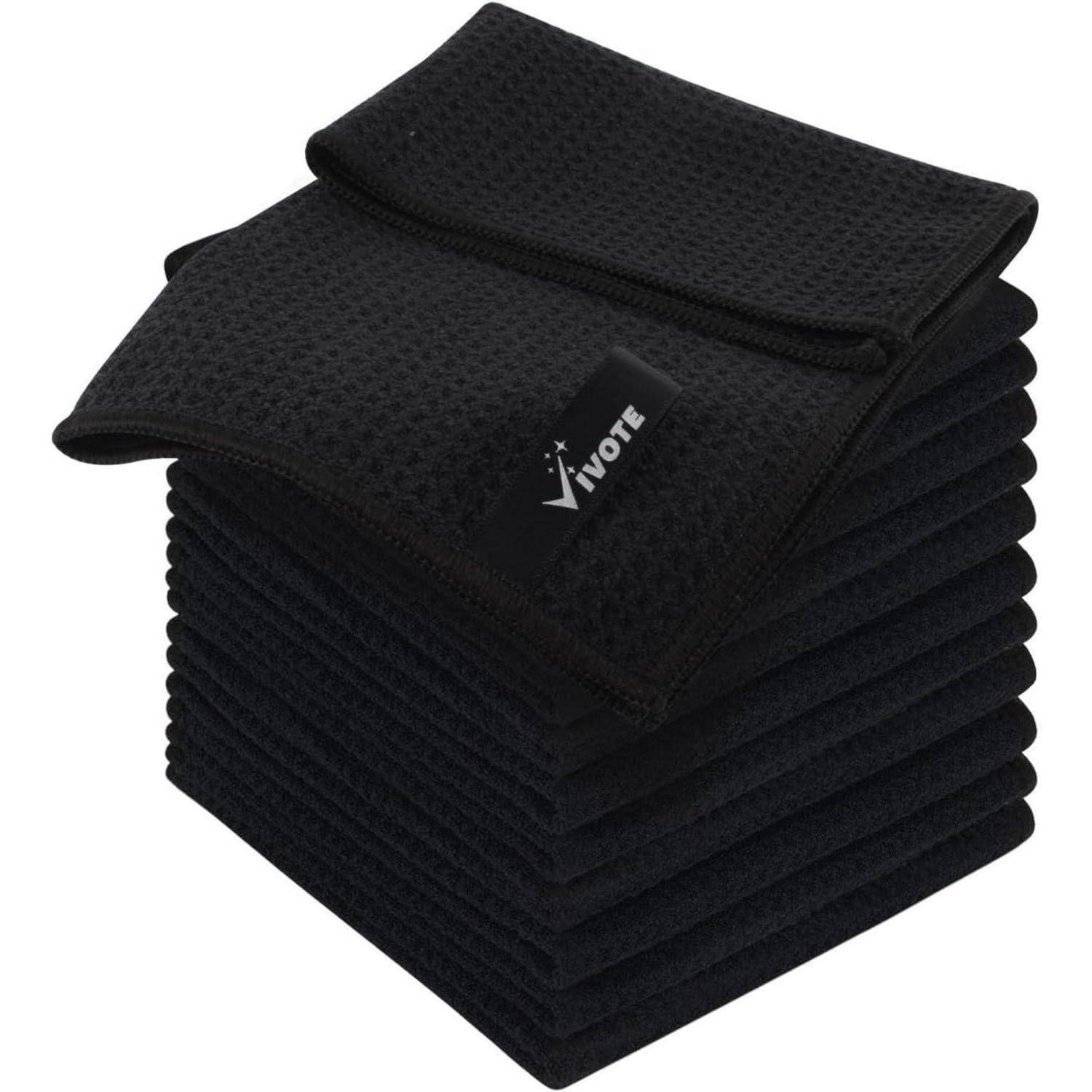 Mikrofasertücher Schwarz 30cm X 30cm Fusselfrei 12 Stück