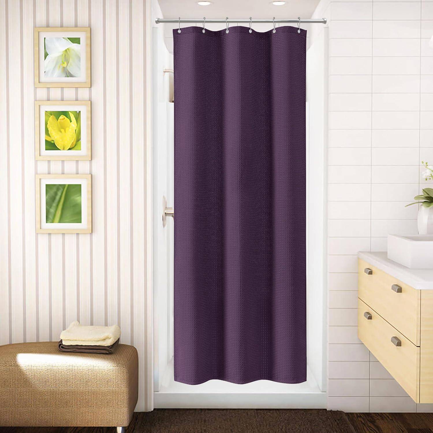 Waffel Duschvorhang Textil Anti Schimmel Wasserdicht 92x182cm Lila