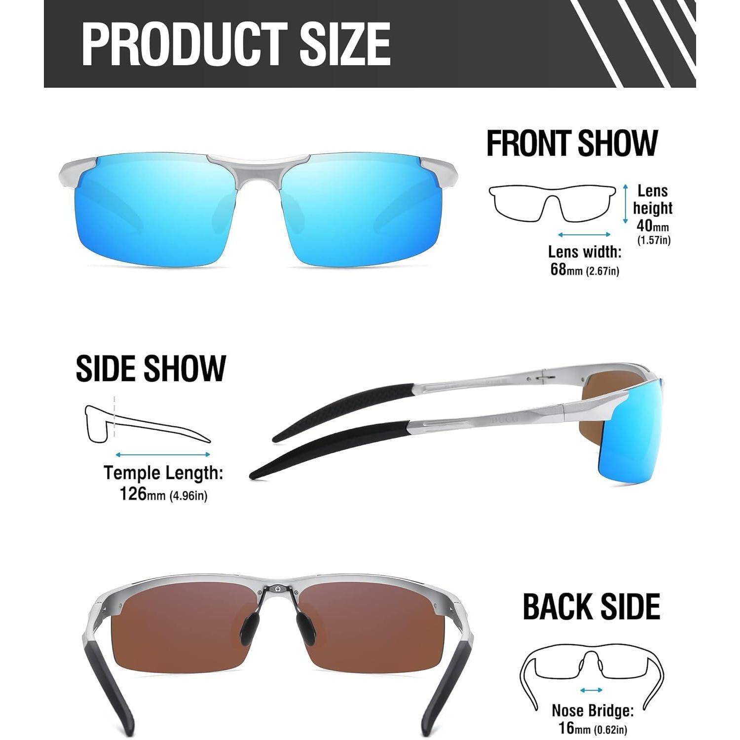 Herren Sportbrille Polarisierte Sonnenbrille Al-Mg Metallrahmen
