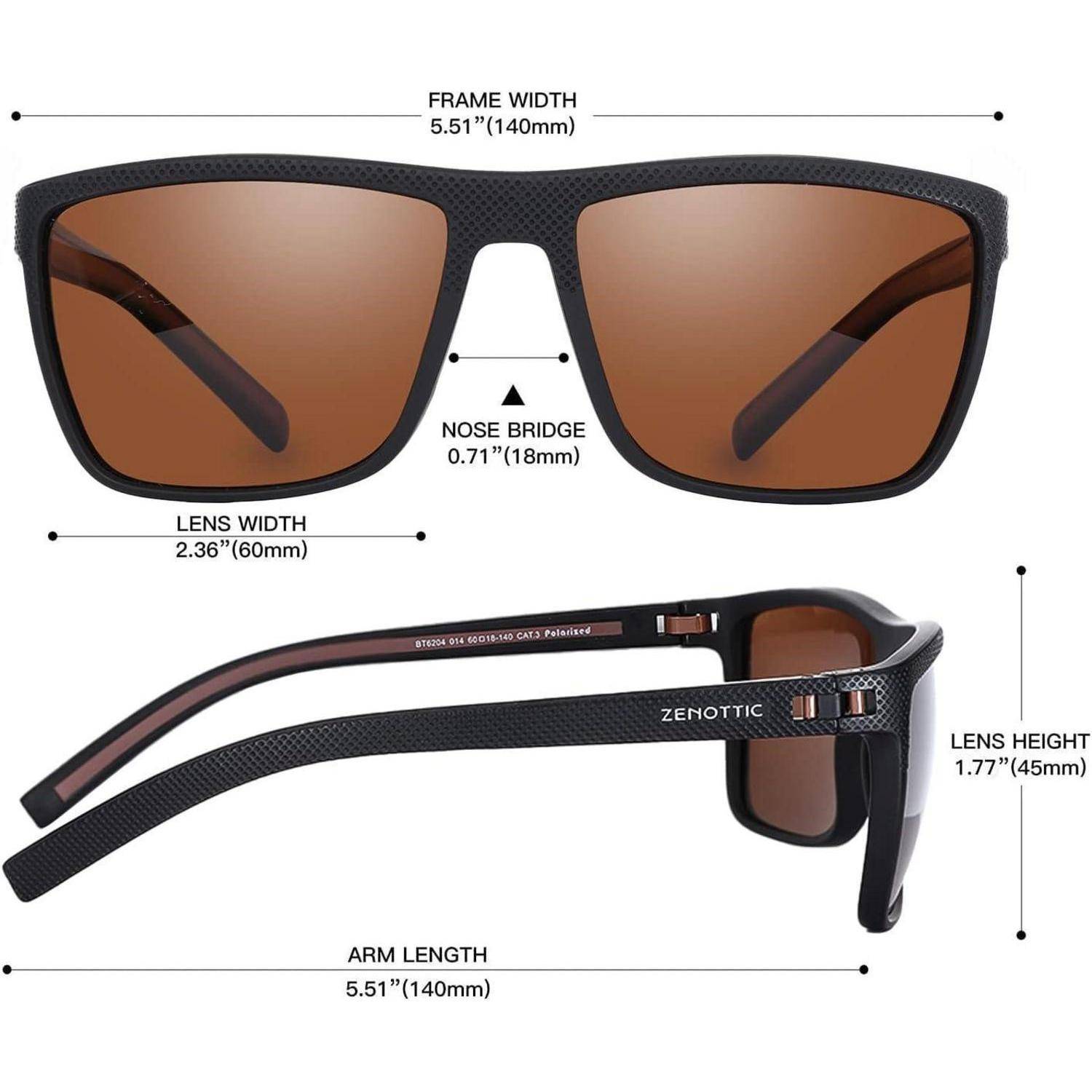 Sonnenbrille mit Maßen: Rahmenbreite 5,51