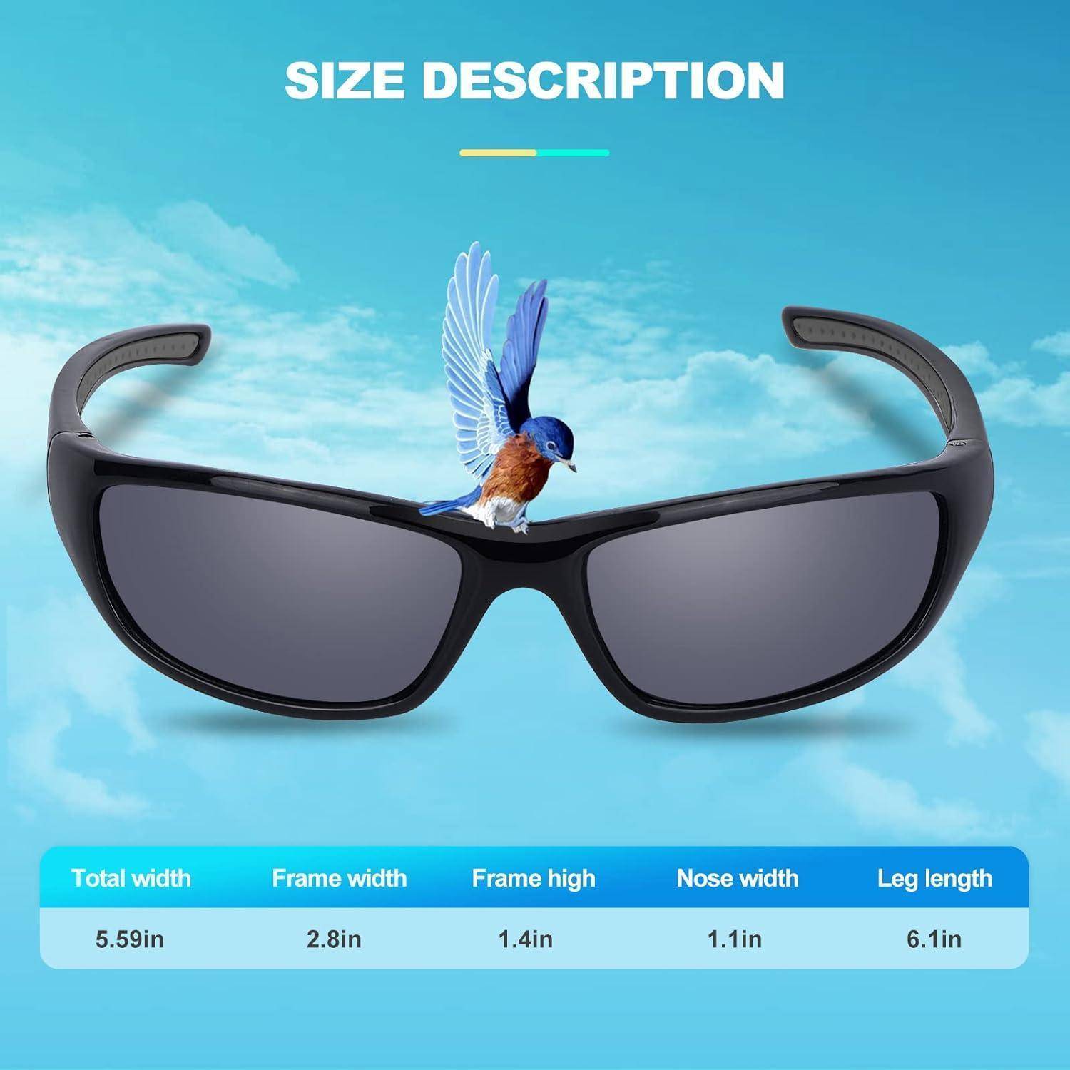 Sonnenbrille Herren Damen polarisierte Sportbrille UV400 Schwarze
