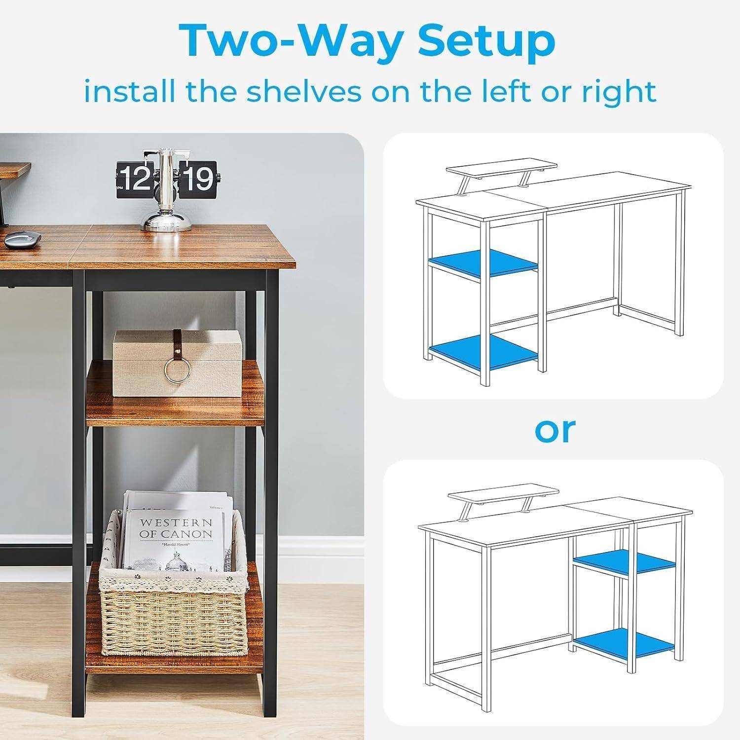 Schreibtisch 140cm mit Stauraum und Monitorständer Walnuss