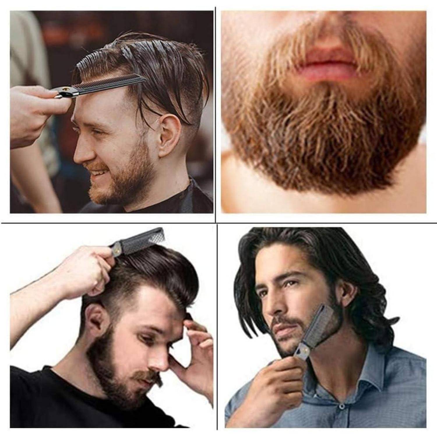 Haar- und Bartkamm Edelstahlkamm Schnurrbartformkamm Taschenbartkamm