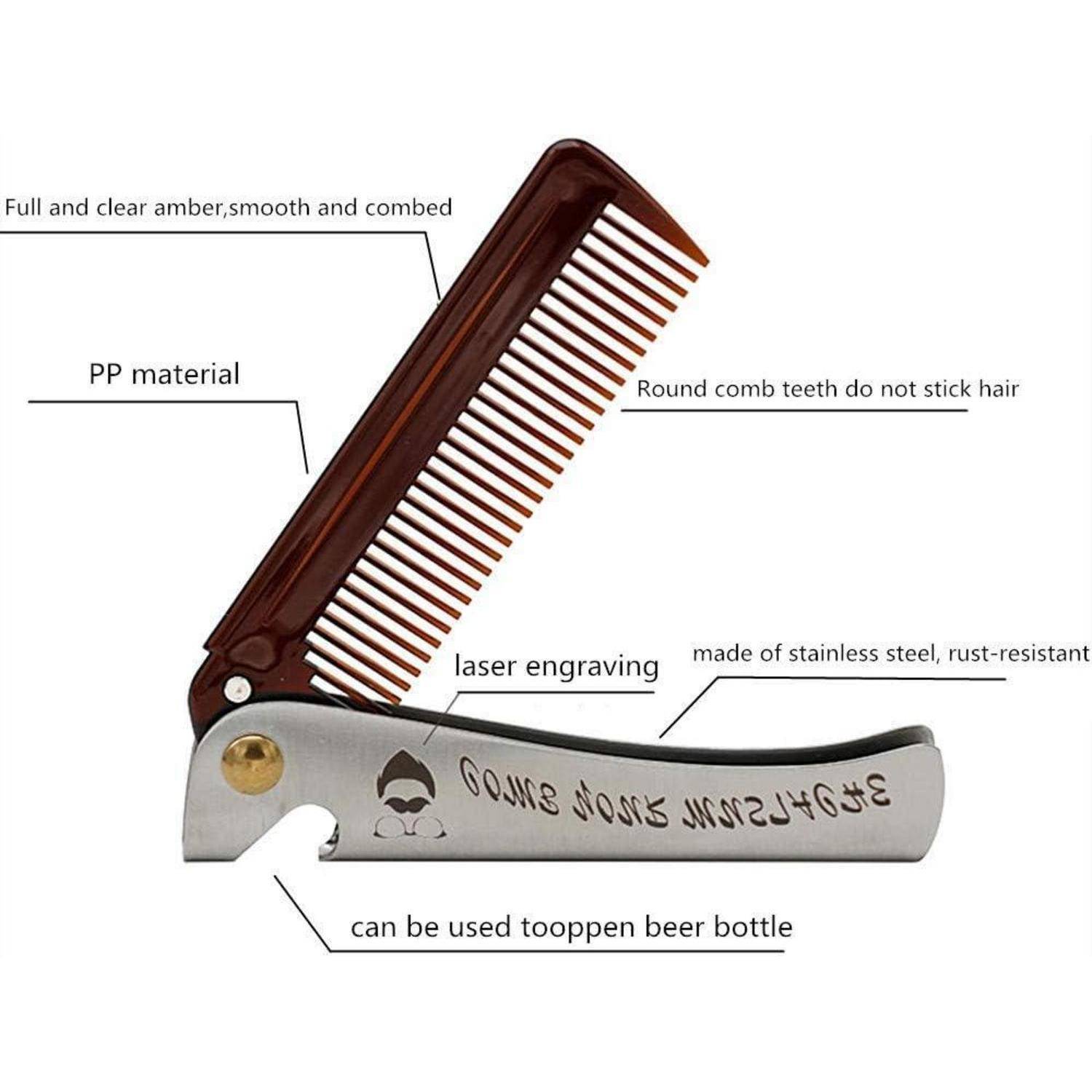 Haar- und Bartkamm Edelstahlkamm Schnurrbartformkamm Taschenbartkamm