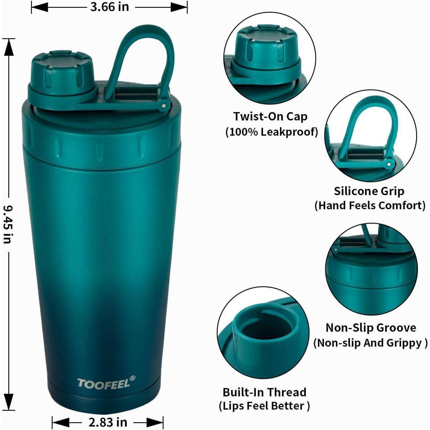 Protein Shaker Flasche 20 oz doppelwandige Vakuum Isolierung schlankes