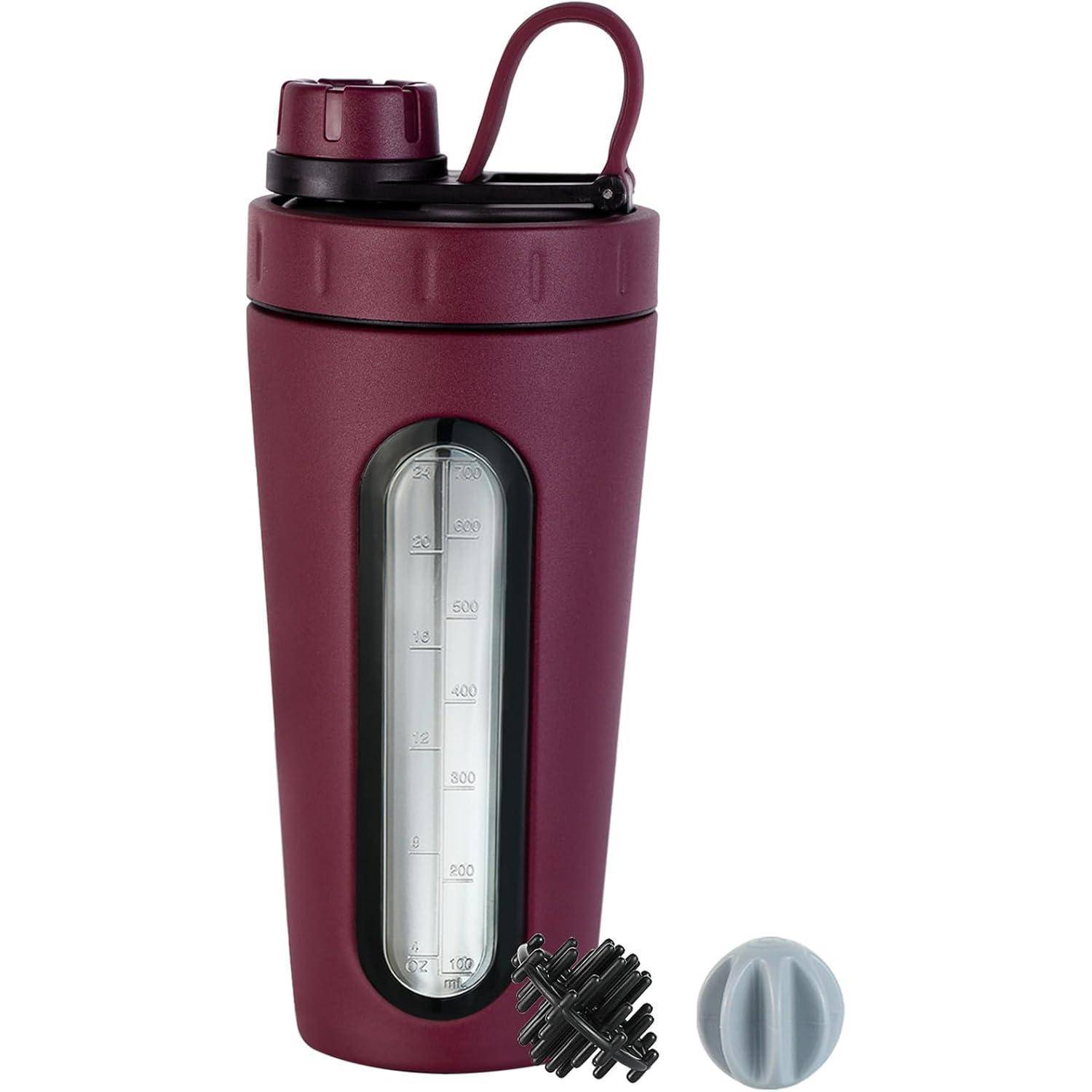 Protein Shaker Flasche Edelstahl 28 oz sichtbares Fenster 2 Kugeln
