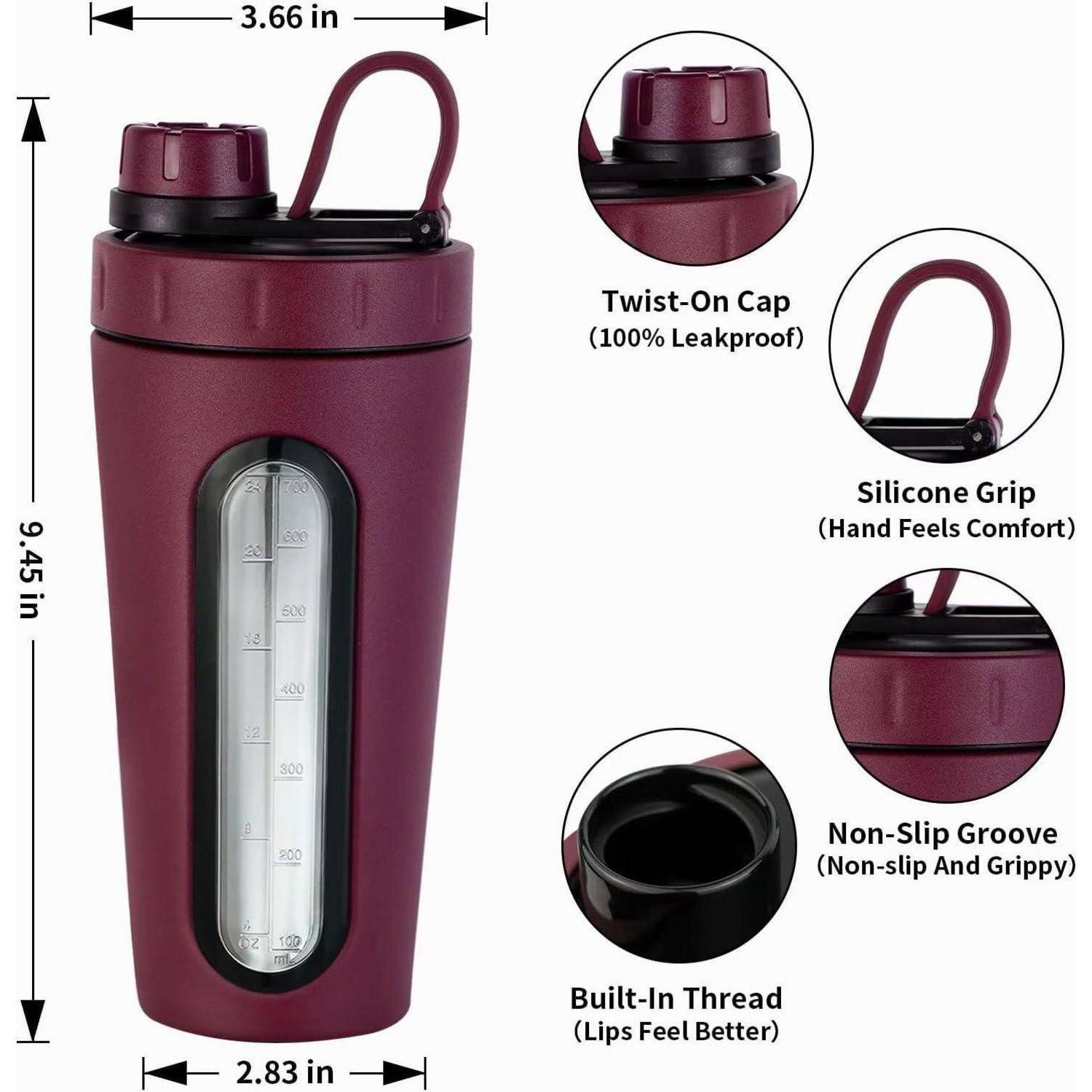 Protein Shaker Flasche Edelstahl 28 oz sichtbares Fenster 2 Kugeln