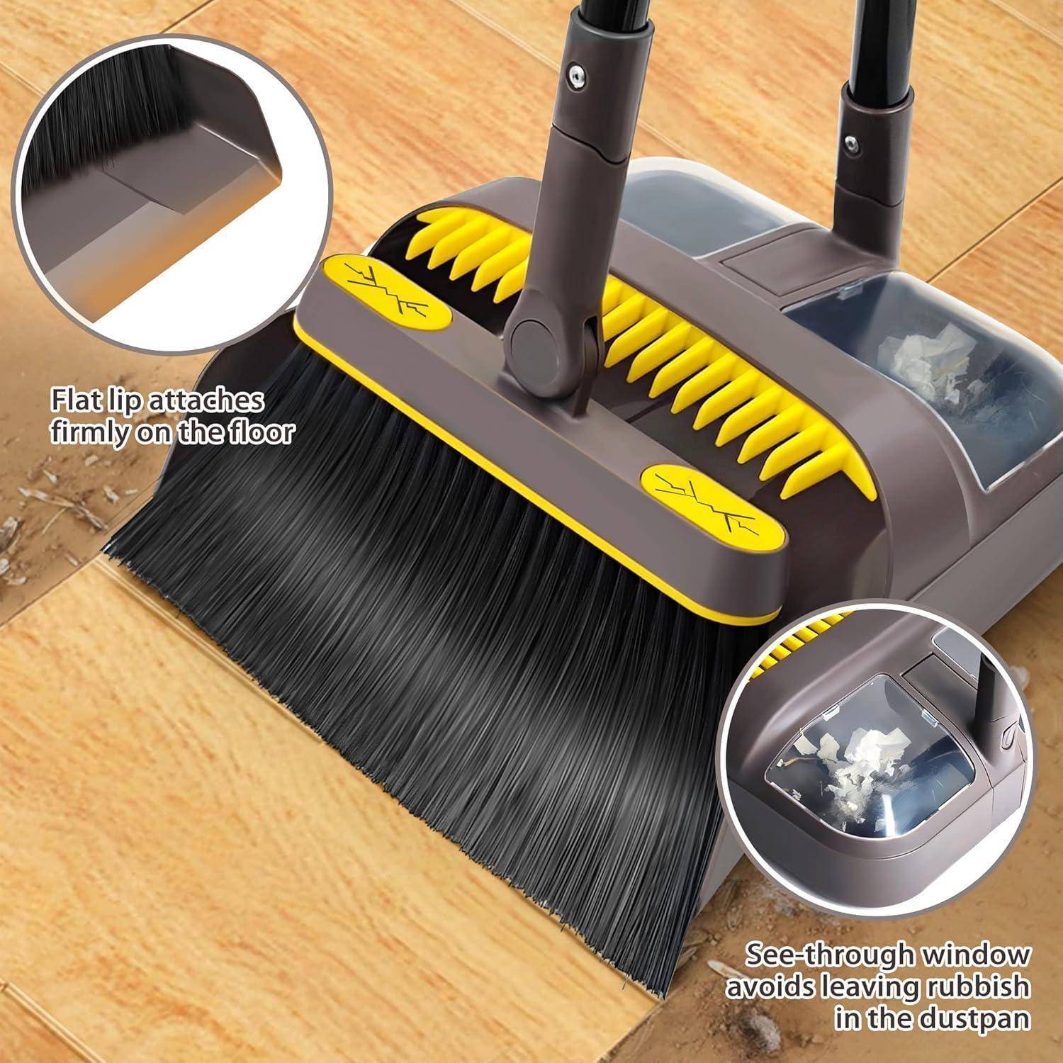 Besen und Kehrschaufel Set Langstiel 138CM 180 Grad drehbar