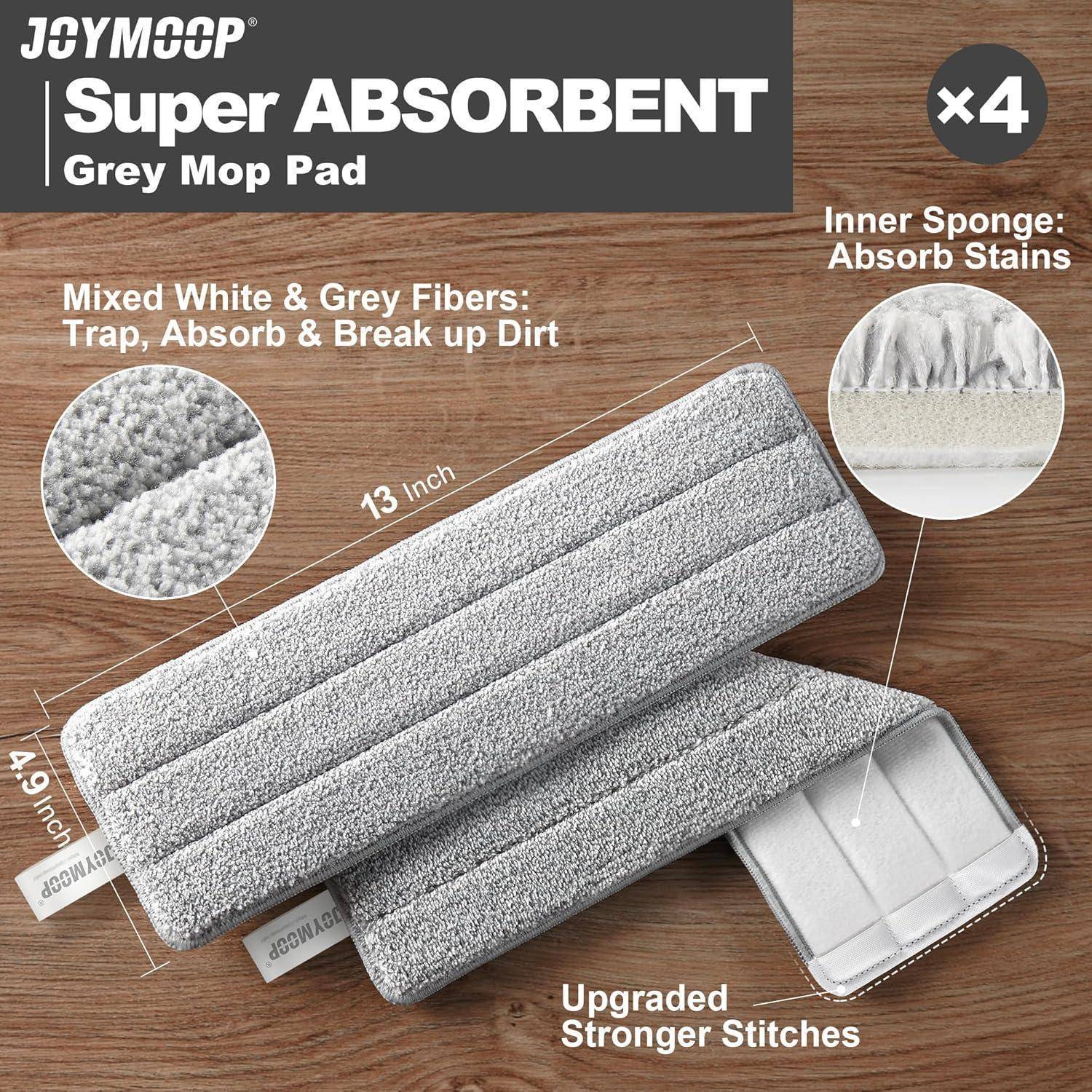 Mikrofaser Wischmopp-Pads 33 cm Grau Streifen - waschbare Ersatzpads