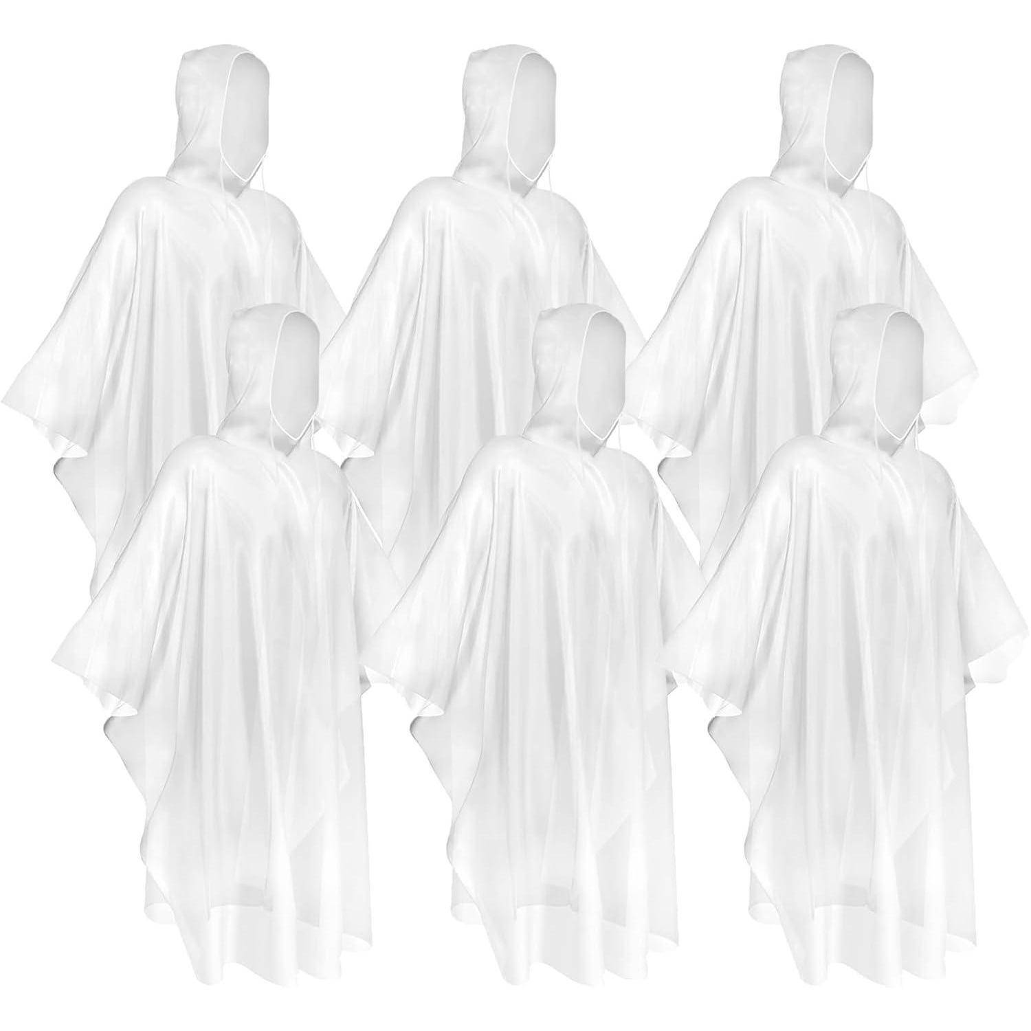 Regenponcho Kapuze Transparent Transparent-6pcs Einheitsgröße