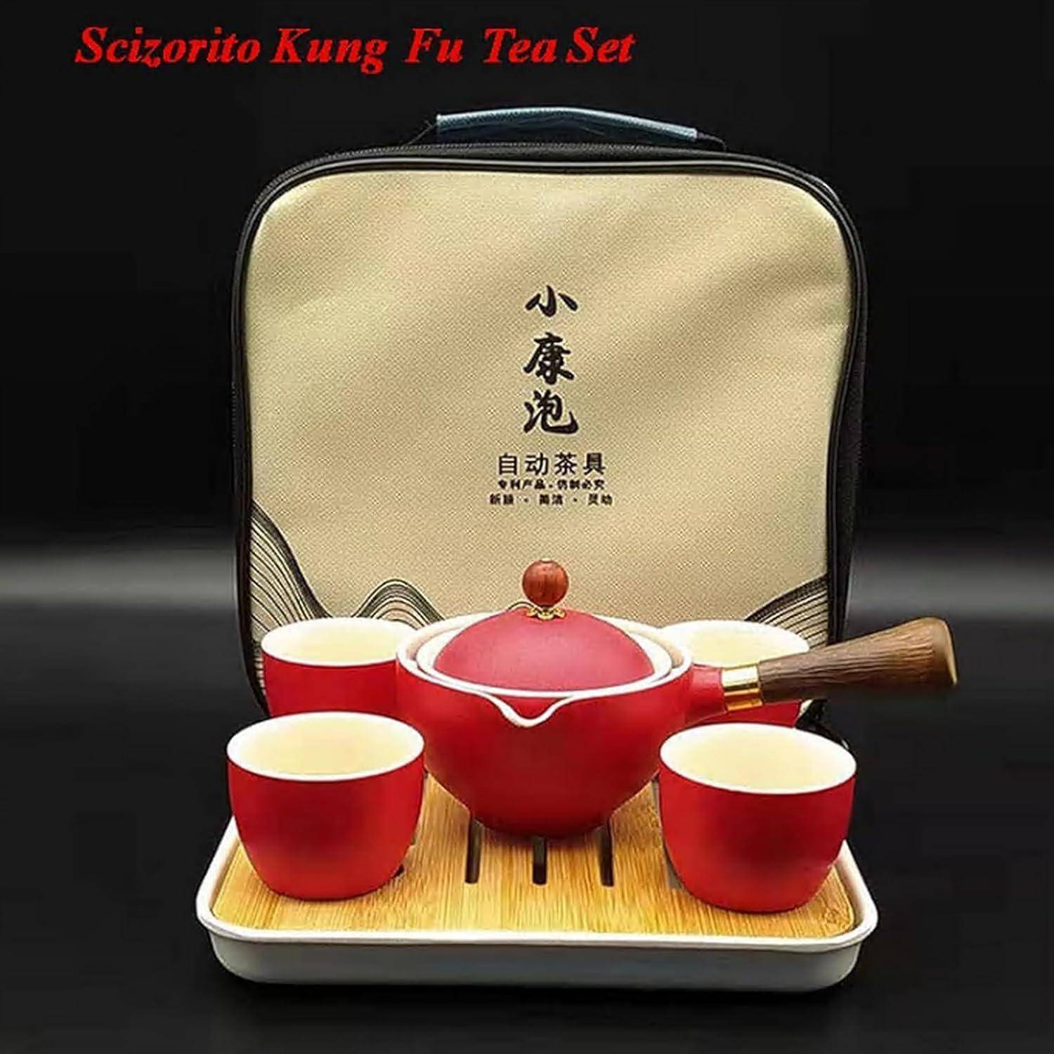 Tee Set Keramik Kungfu 360 Teekanne Infuser 4 Teetassen Rot
