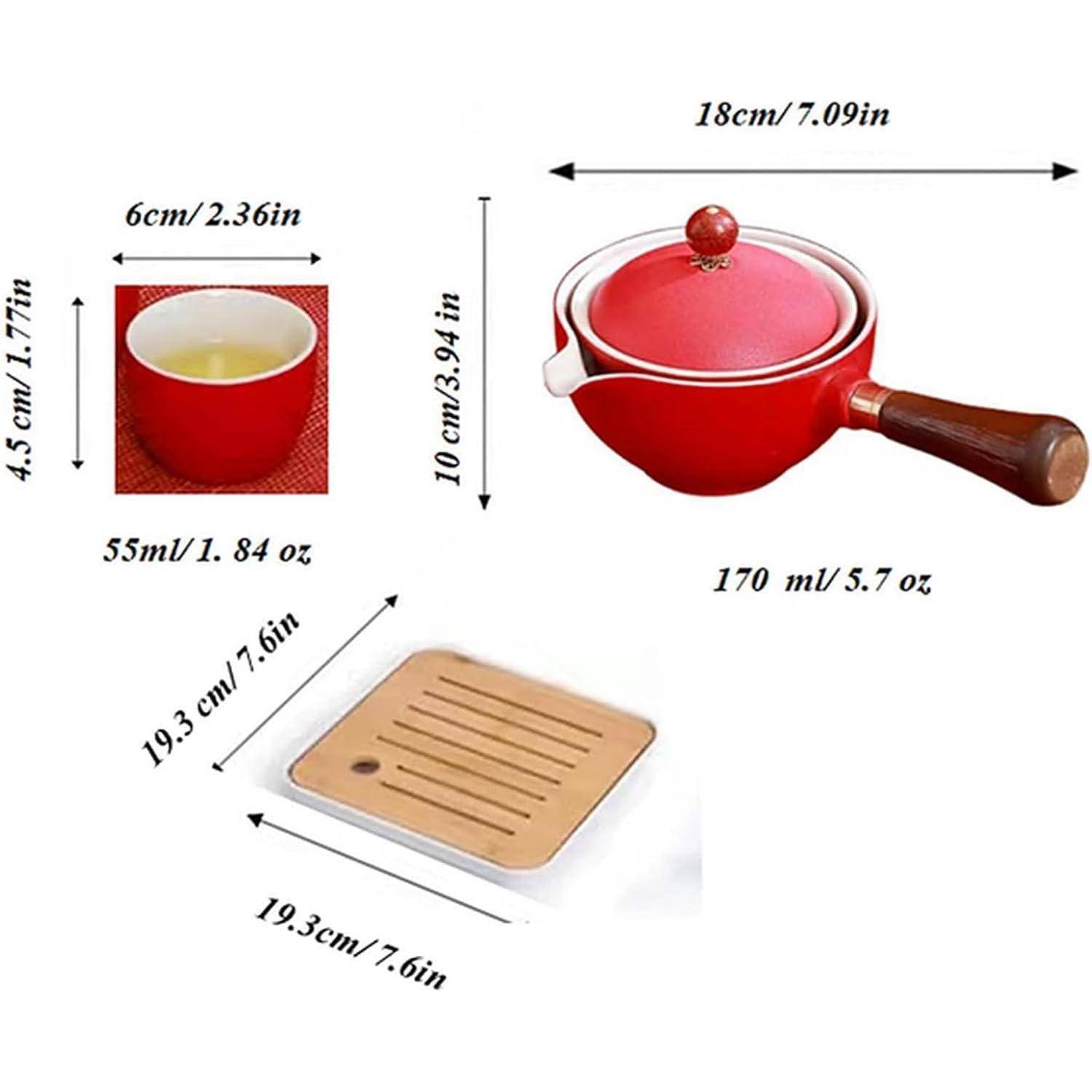 Tee Set Keramik Kungfu 360 Teekanne Infuser 4 Teetassen Rot