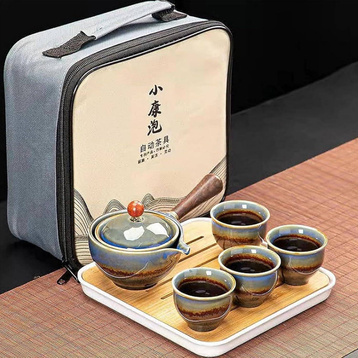Tee Set Keramik Kungfu Kanne 360 Rotation Infuser 4 Tassen Guan-Ofen