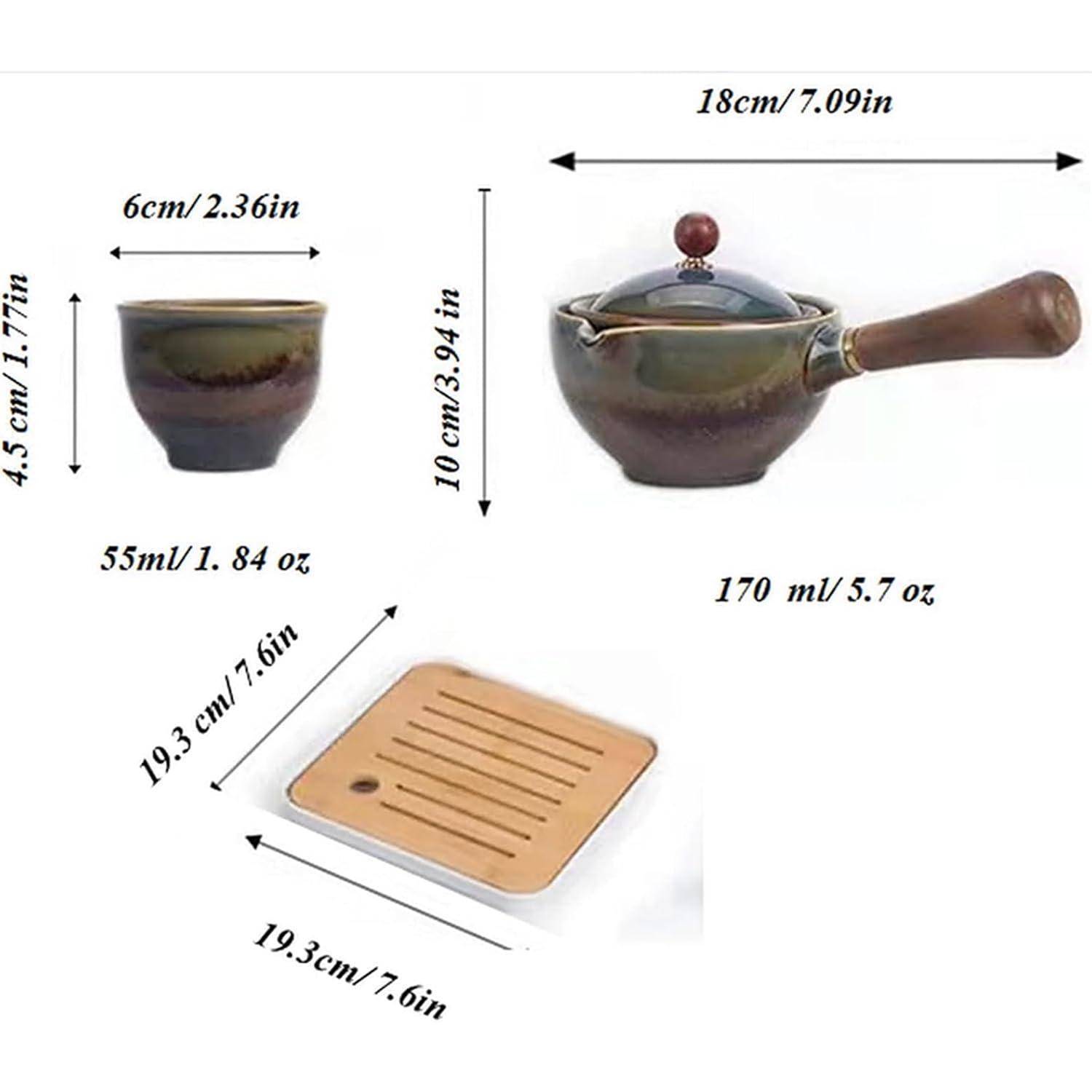Tee Set Keramik Kungfu Kanne 360 Rotation Infuser 4 Tassen Guan-Ofen