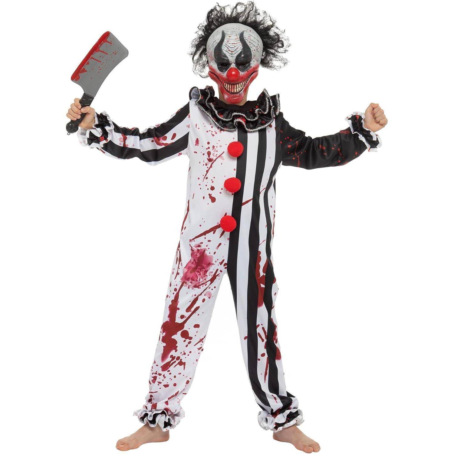 Clownkostüm Boy Bleeding Killer Horror Large (10 - 12 yrs ) Schwarz