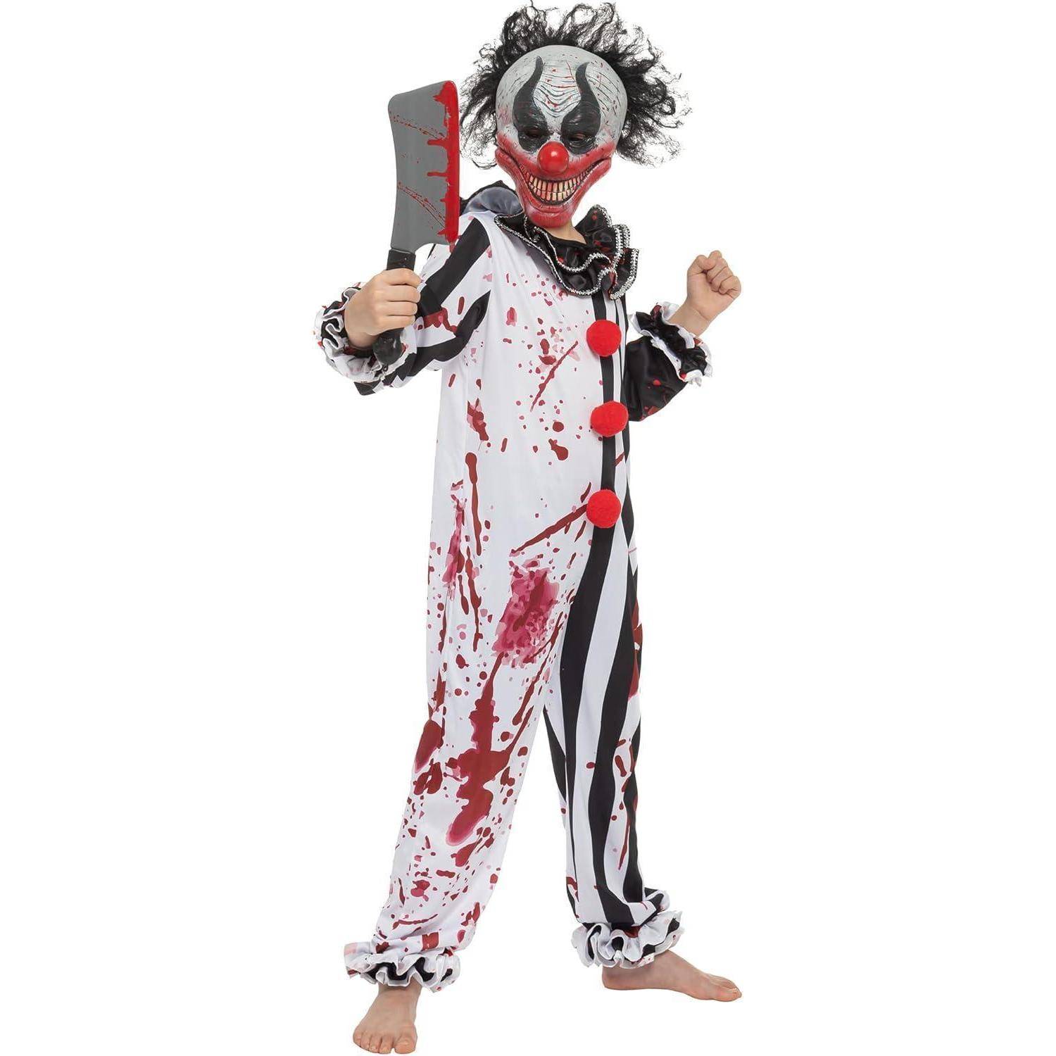 Clownkostüm Boy Bleeding Killer Horror Large (10 - 12 yrs ) Schwarz