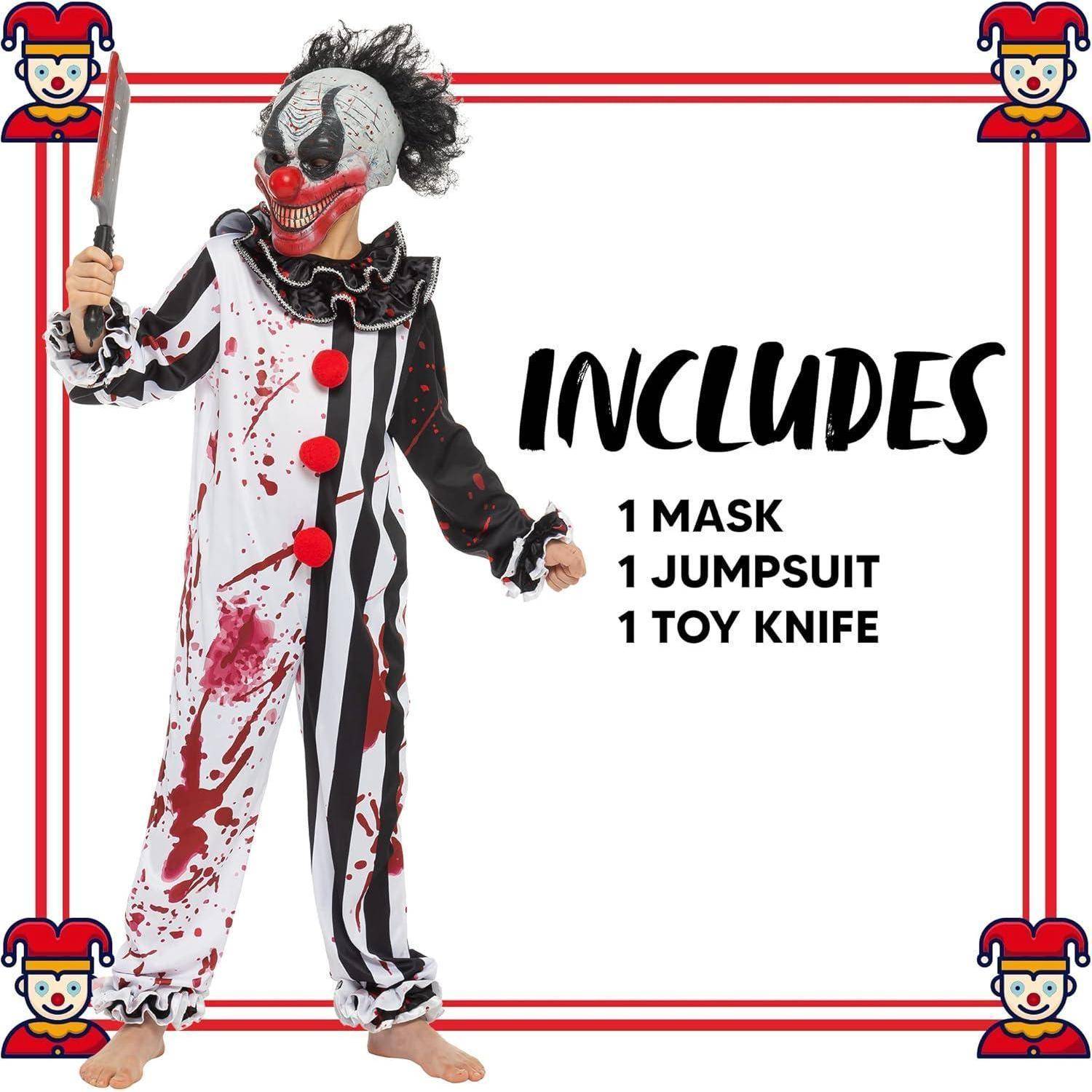 Clownkostüm Boy Bleeding Killer Horror Large (10 - 12 yrs ) Schwarz