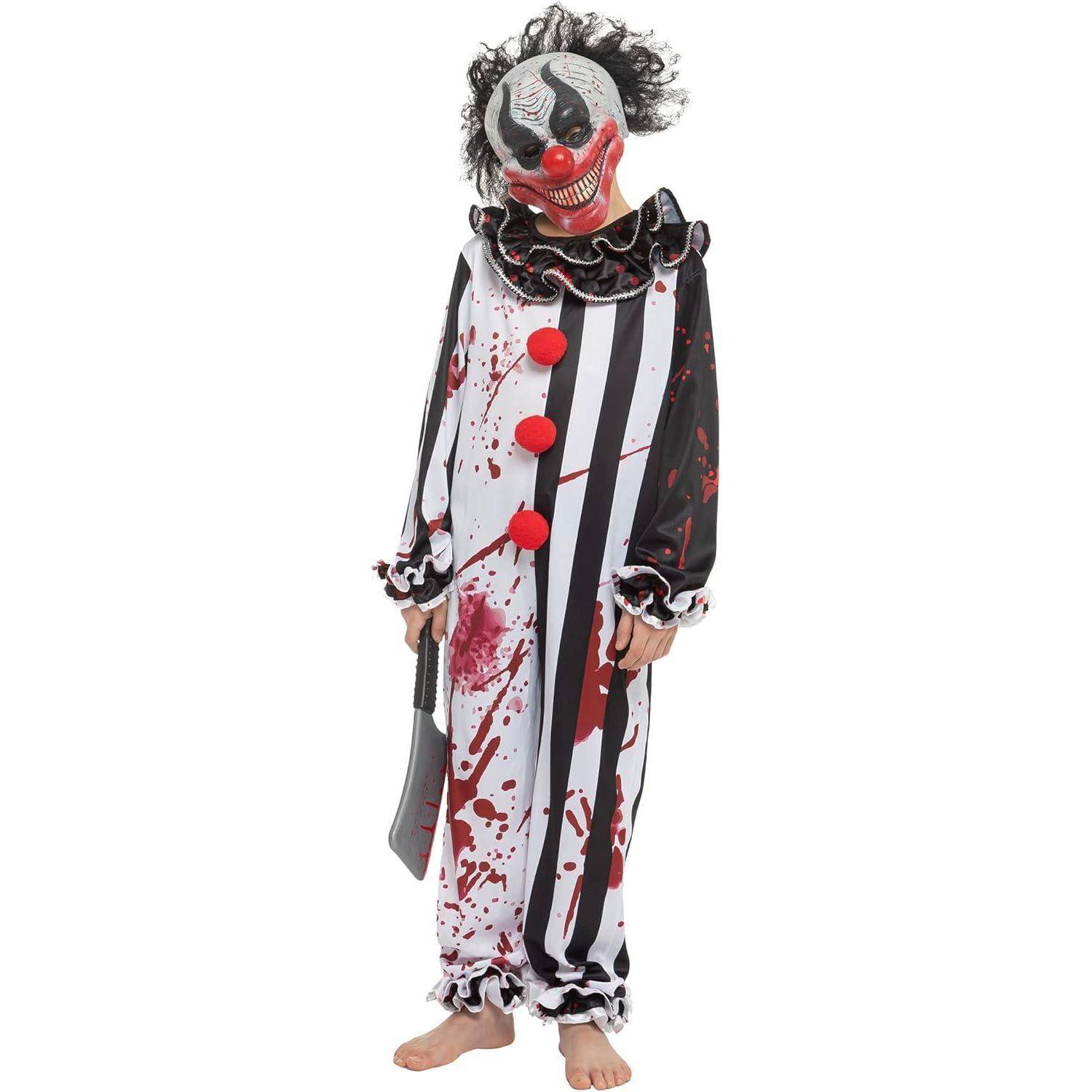 Clownkostüm Boy Bleeding Killer Horror Large (10 - 12 yrs ) Schwarz
