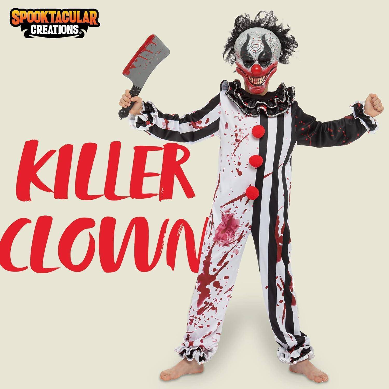 Clownkostüm Boy Bleeding Killer Horror Large (10 - 12 yrs ) Schwarz